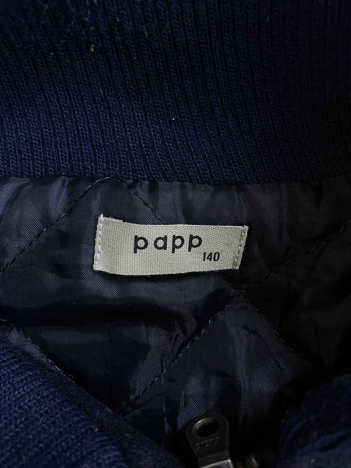 Japanese Brand × Vintage Vintage 90s Papp Leather Sleeve Varsity Jacket For Kids Size US XXS / EU 40 - 10 Thumbnail