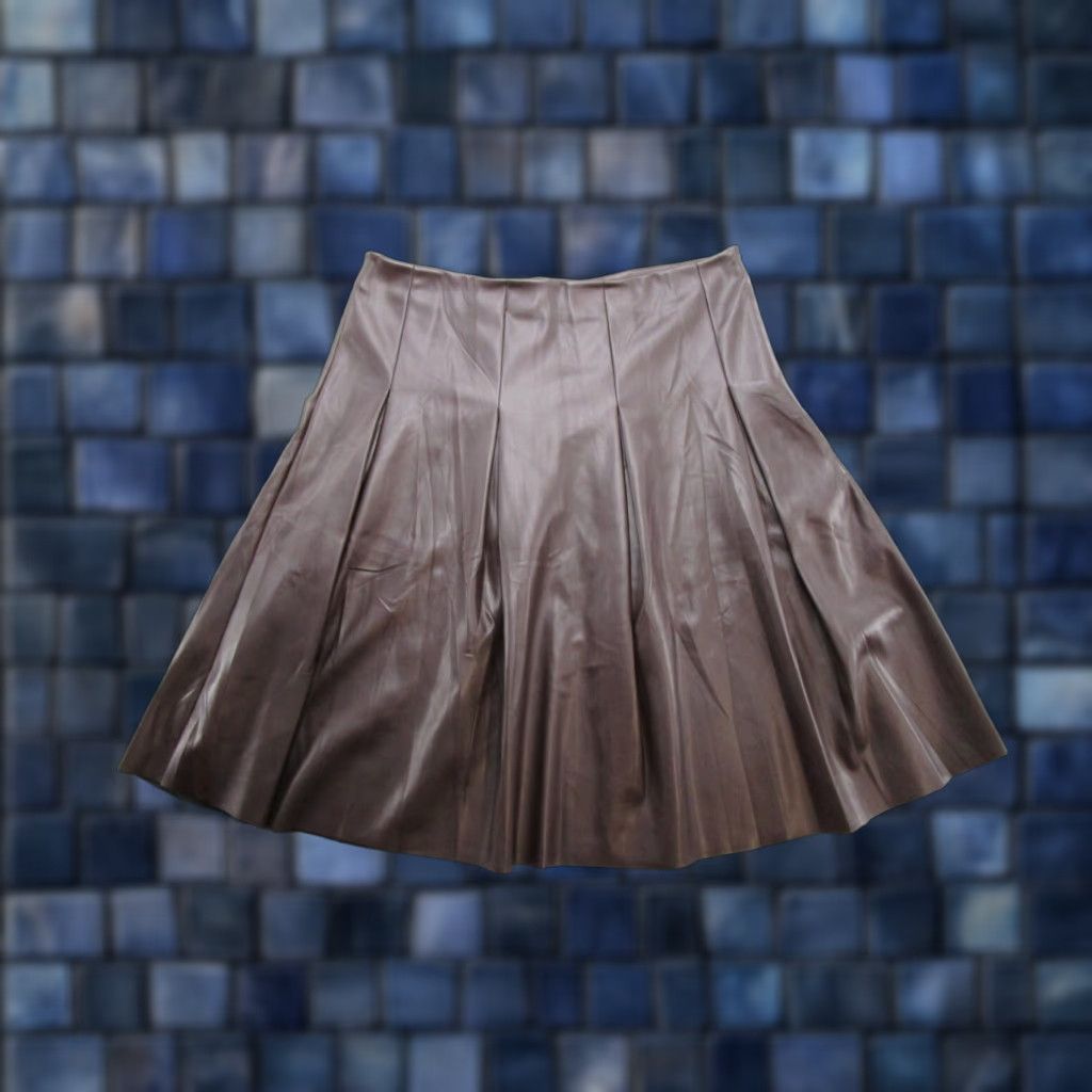 Nanette Lepore Nanette Lepore Vegan Leather Skirt Pleated Size M High Waist Knee Brown Size 32" / US 10 / IT 46 - 1 Thumbnail