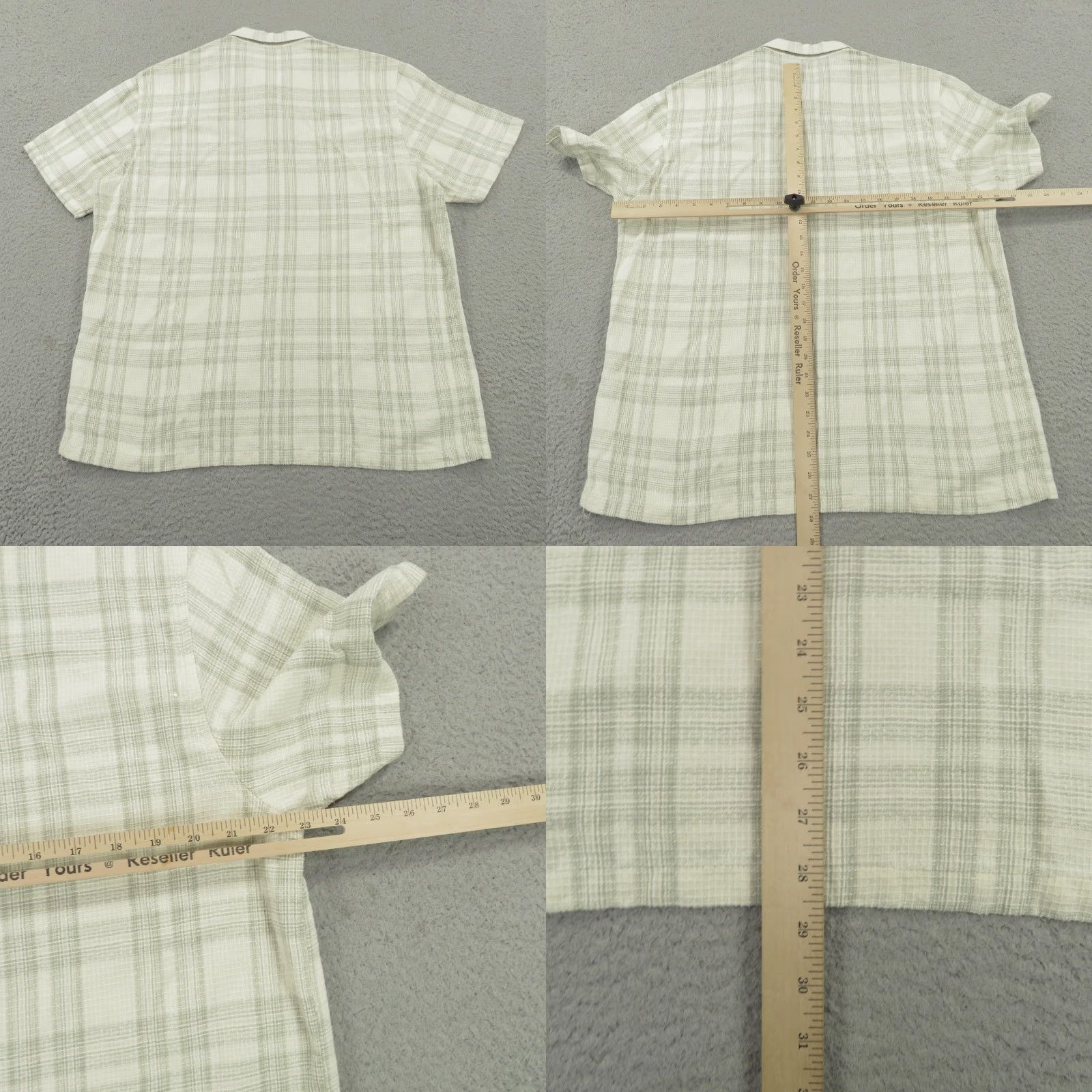Folk Folk Shirt Mens Large Beige Raw Linen Blend Short Sleeve Button Up Plaid Check Size US L / EU 52-54 / 3 - 8 Thumbnail