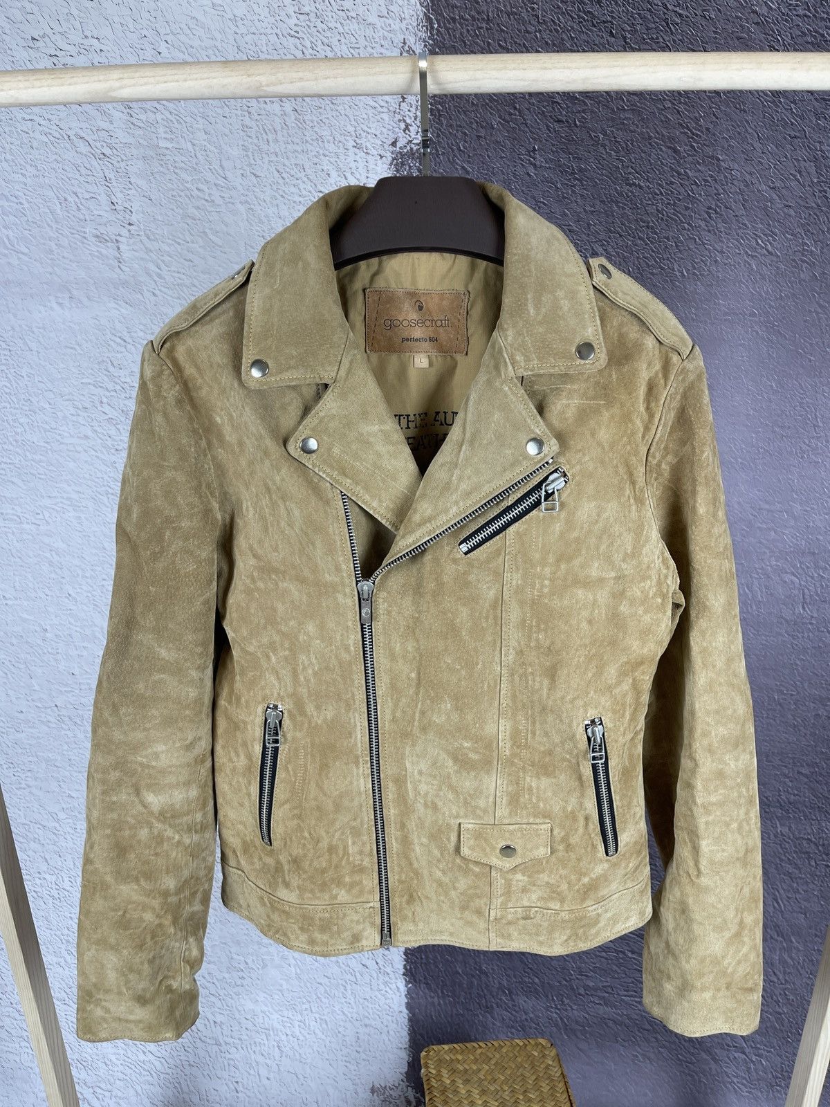 Genuine Leather Goosecraft brown Simpson JR suede leather motorcycle jacket Size US L / EU 52-54 / 3 - 2 Thumbnail