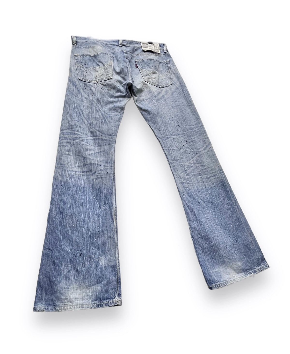 Edwin FYE RARE🔥EDWIN Thrashed Natural Ripped Light Wash FLARED🔥 Size US 34 / EU 50 - 7 Thumbnail