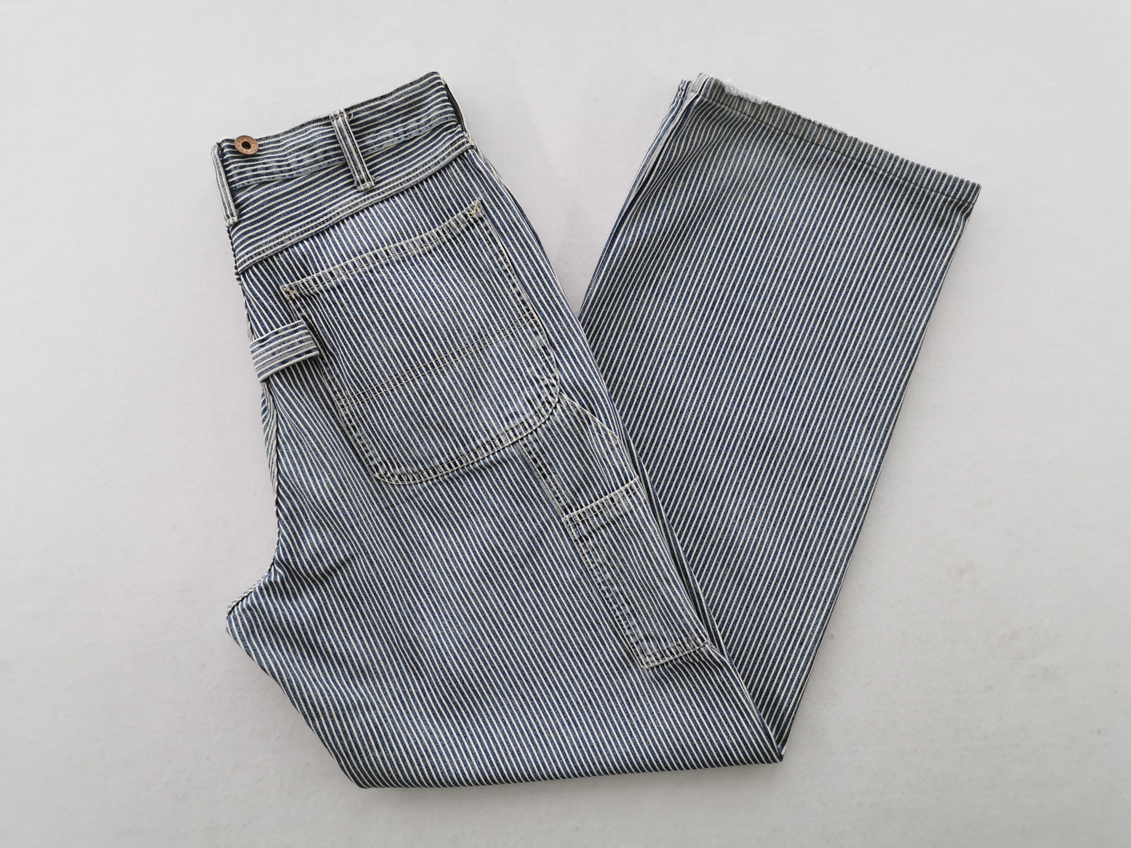 Japanese Brand Vintage 90's Blue Way Hickory Cargo Denim Made In Japan Size US 31 - 4 Thumbnail
