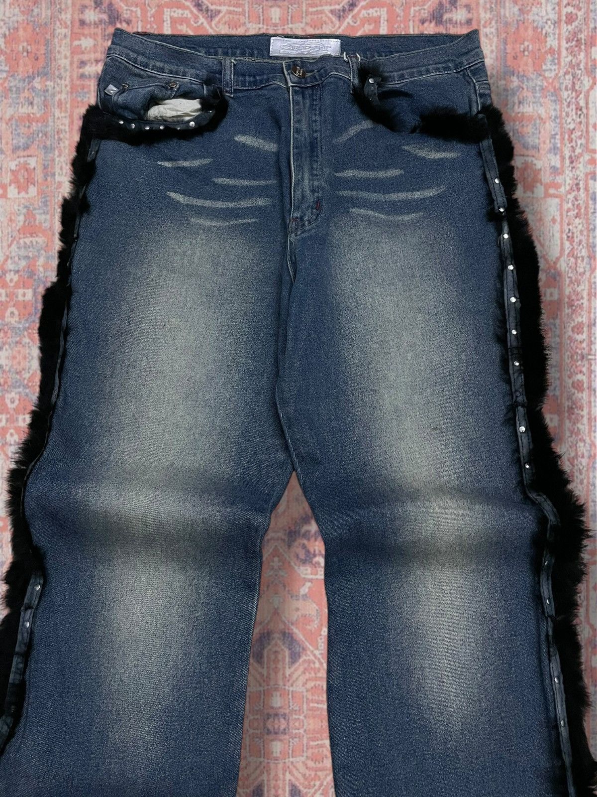Hysteric Glamour Vintage 1990s Designer Japan Rare Chest Fur Adore Denim Size US 32 / EU 48 - 6 Thumbnail