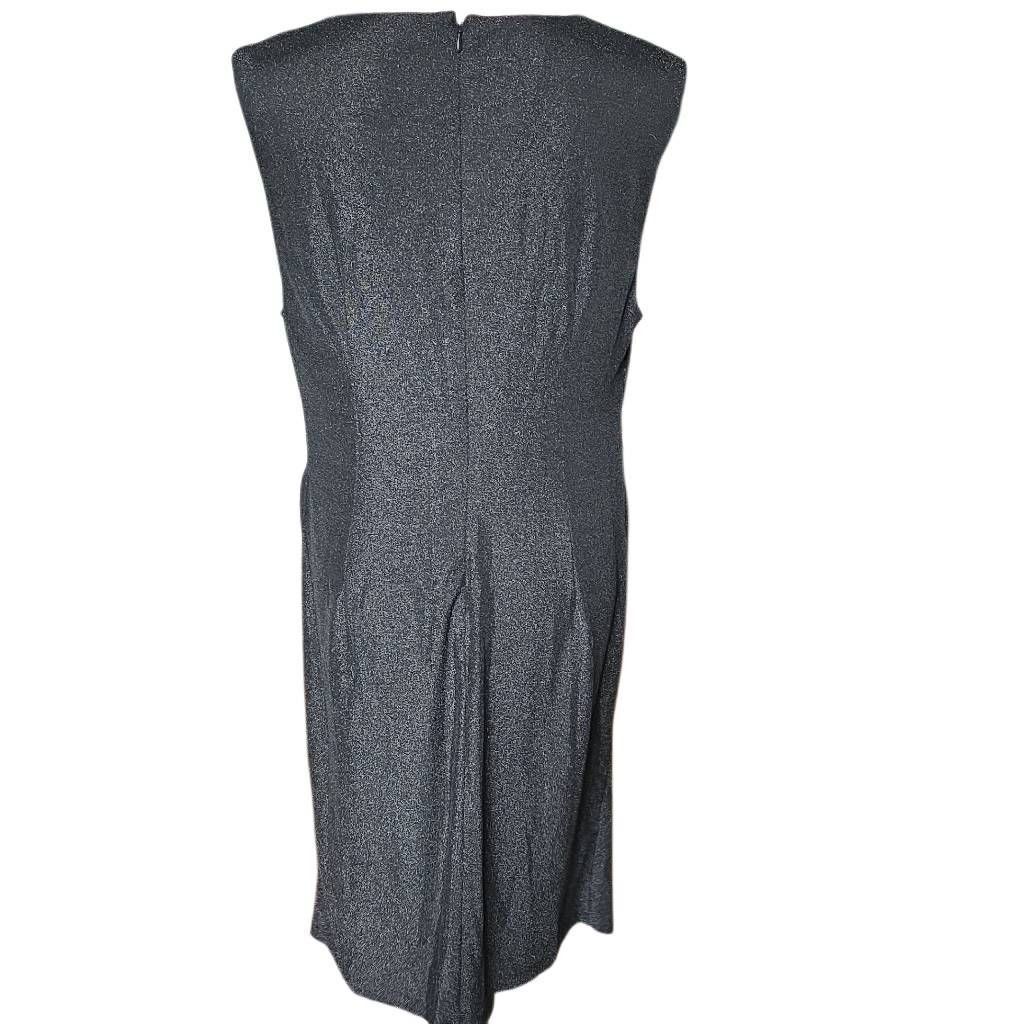 DKNY DKNY Women's Size 14 Black Shimmer Ruched Midi Length Dress Size XL / US 12-14 / IT 48-50 - 3 Thumbnail