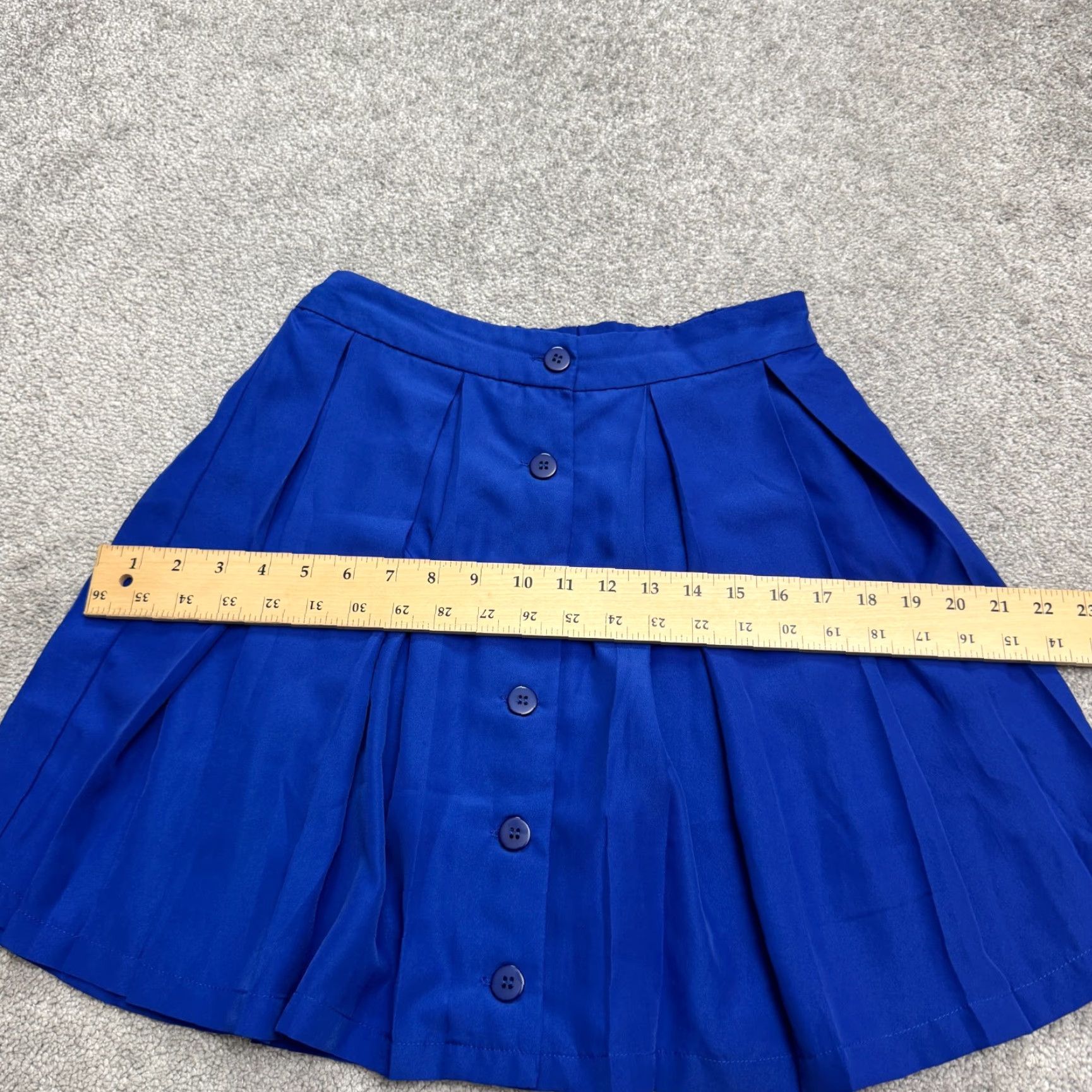 Bar III Bar III Skirt Womens XS Royal Blue Pleated A-Line Mini Button Up Elastic Waist Size 26" / US 2 / IT 38 - 7 Thumbnail