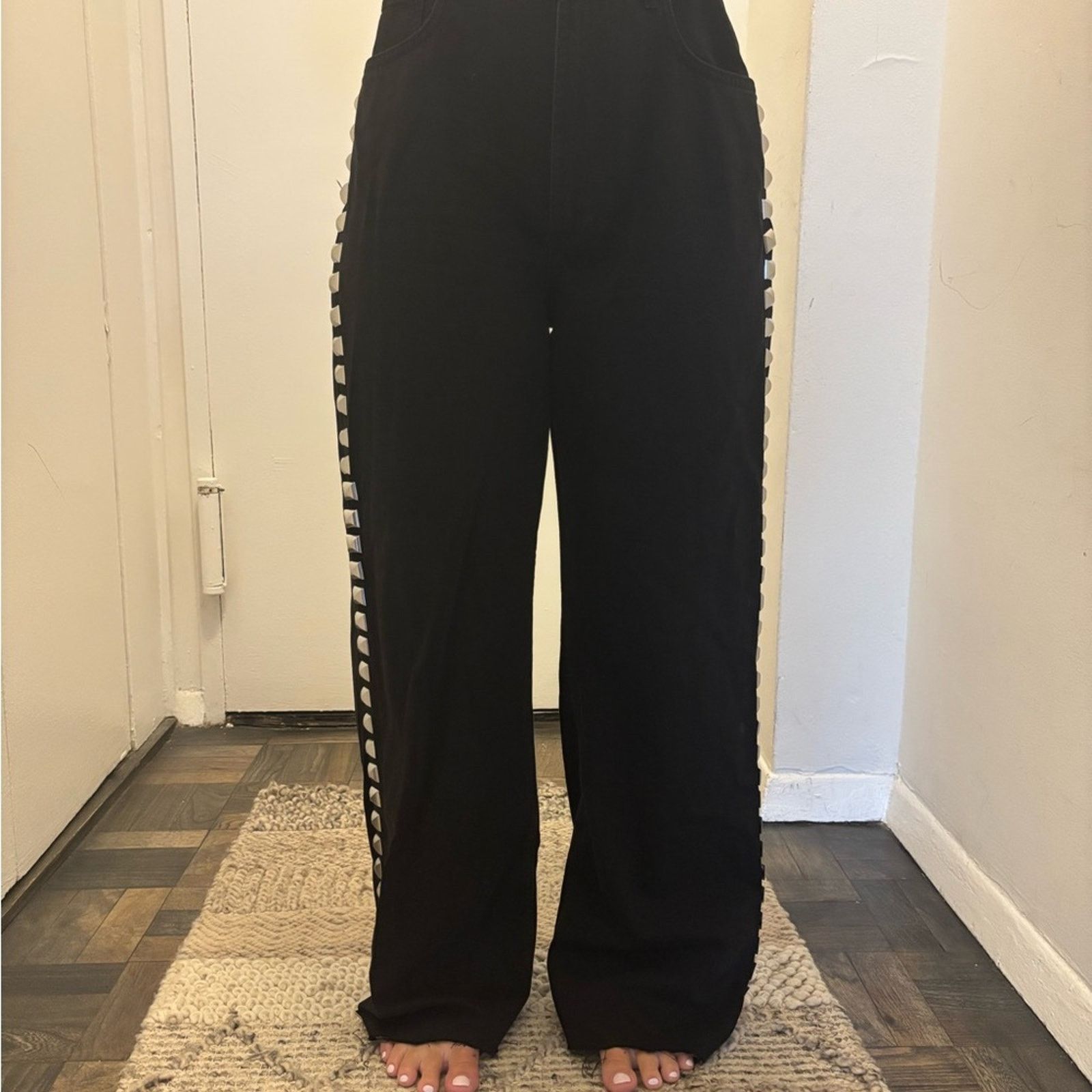 Other NWT All Saints Black Jeans with Silver Accents Size 29 Size 29" - 2 Thumbnail