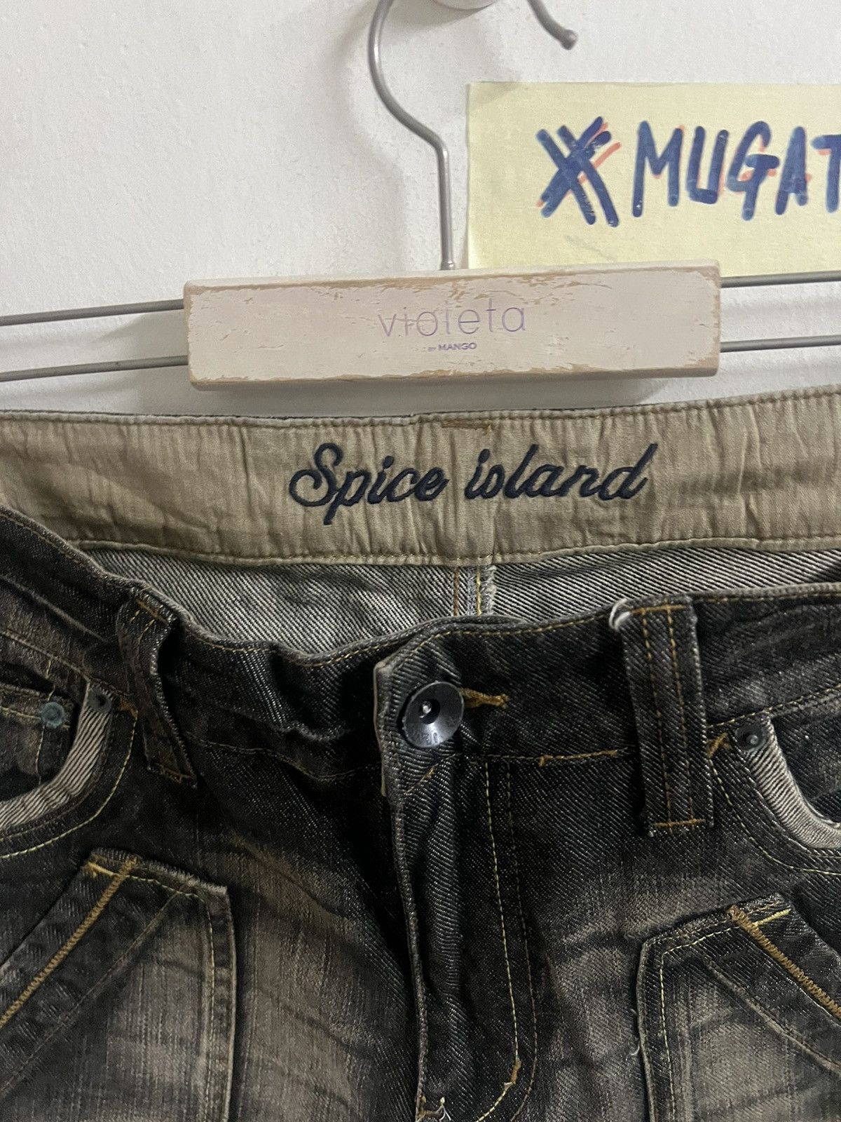 Designer × Hysteric Glamour × Japanese Brand FLARED🔥BLACK FADED SPICE ISLAND DISTRESS DENIM PANT Size US 31 - 9 Thumbnail