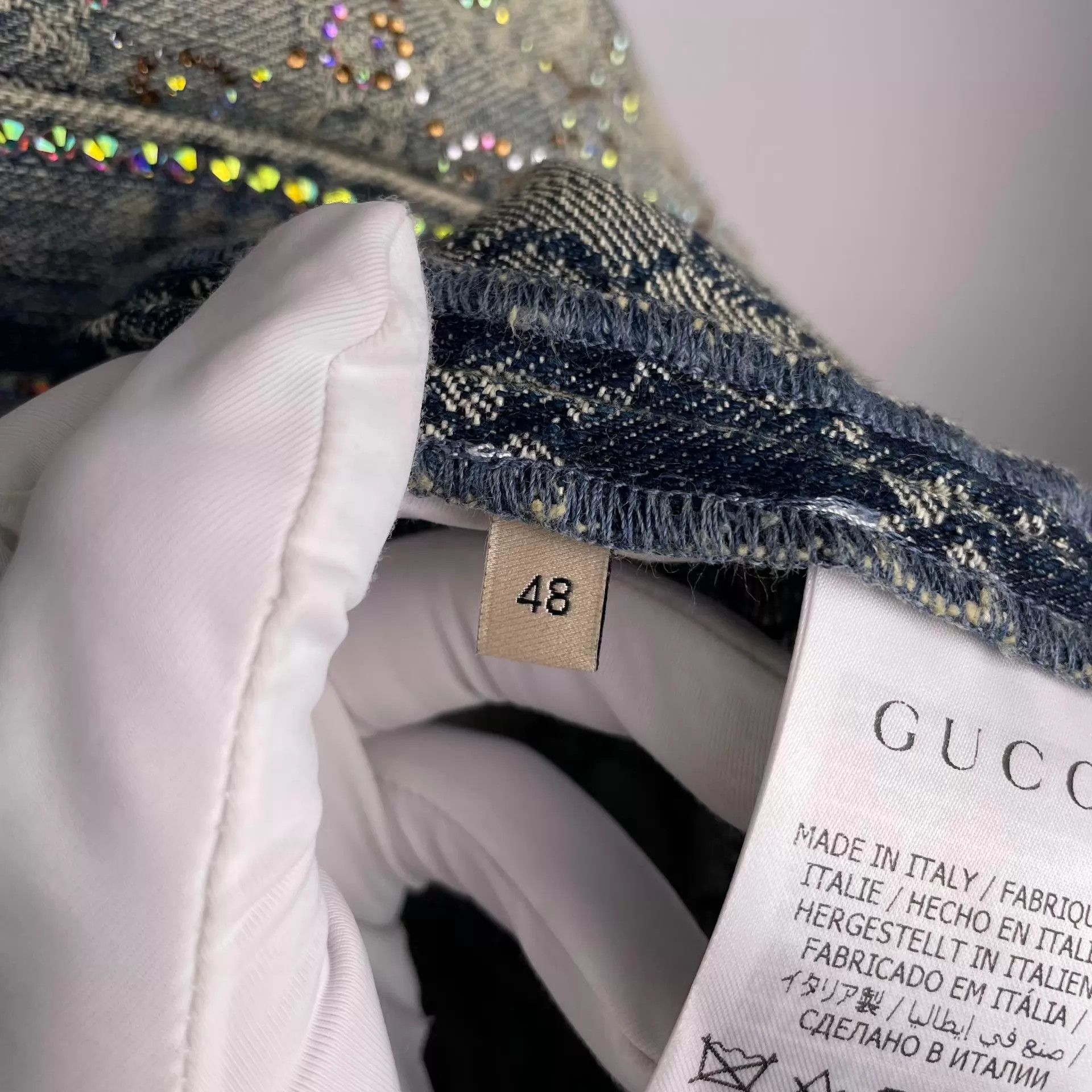 Gucci Gucci Distressed Blue Denim Jacket Paved Crystals 48 NWT Size US M / EU 48-50 / 2 - 4 Thumbnail