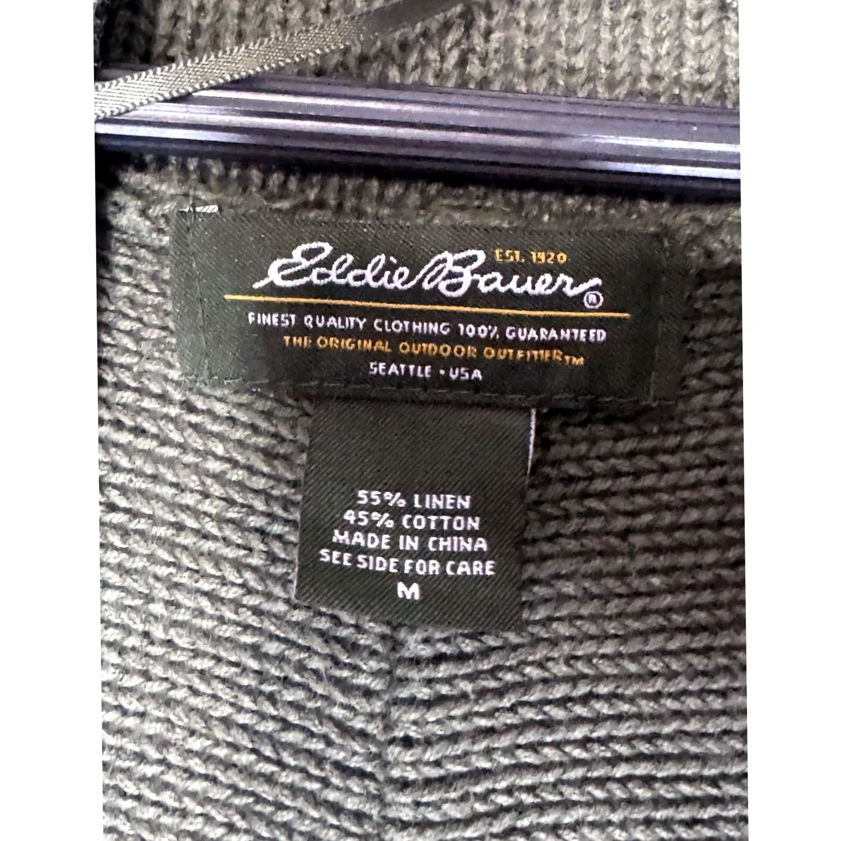 Eddie Bauer Eddie Bauer Olive Green Knit Sleeveless Cardigan Vest Women's M Linen Cotton Green Solid Knit Vest Casual Women M Size M / US 6-8 / IT 42-44 - 6 Thumbnail