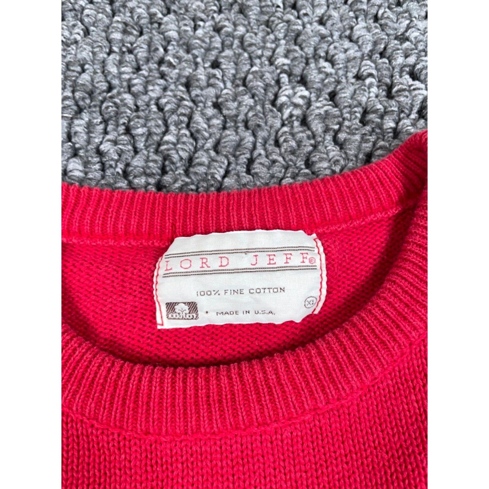 Vintage VINTAGE Lord Jeff Golf Knit Sweater Shirt Adult Large Red Embroidered 3-D Golf Pattern USA Made Mens Size US L / EU 52-54 / 3 - 3 Thumbnail