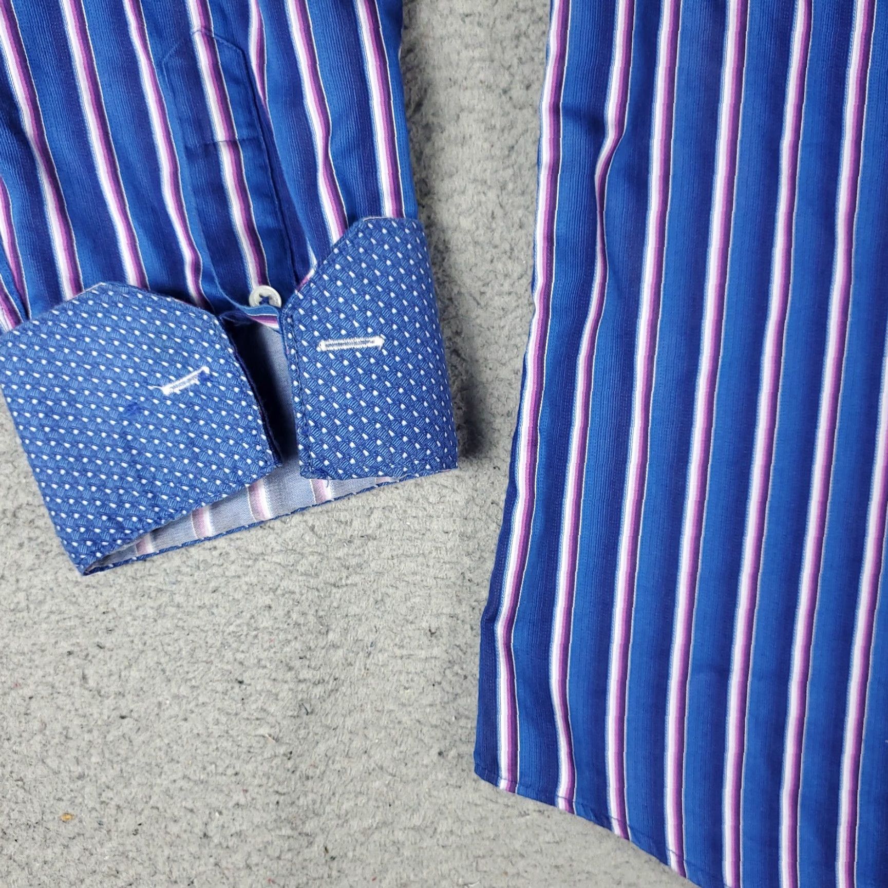 BUGATCHI Bugatchi Shirt Mens Large Blue Striped Shaped Fit Button Up Long Sleeve Size US L / EU 52-54 / 3 - 3 Thumbnail