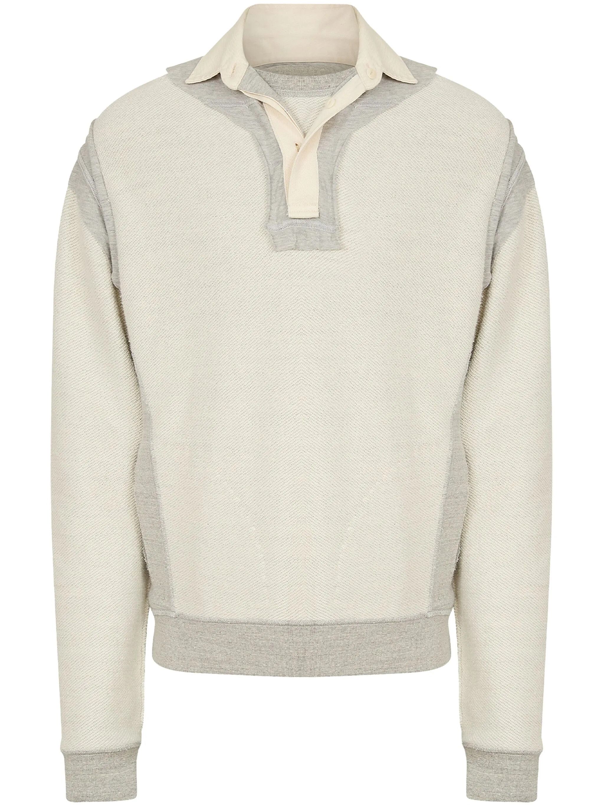 Maison Margiela oc11z0526 Textured-finish Polo Shirt in Beige/Gray Size US XL / EU 56 / 4 - 1 Thumbnail