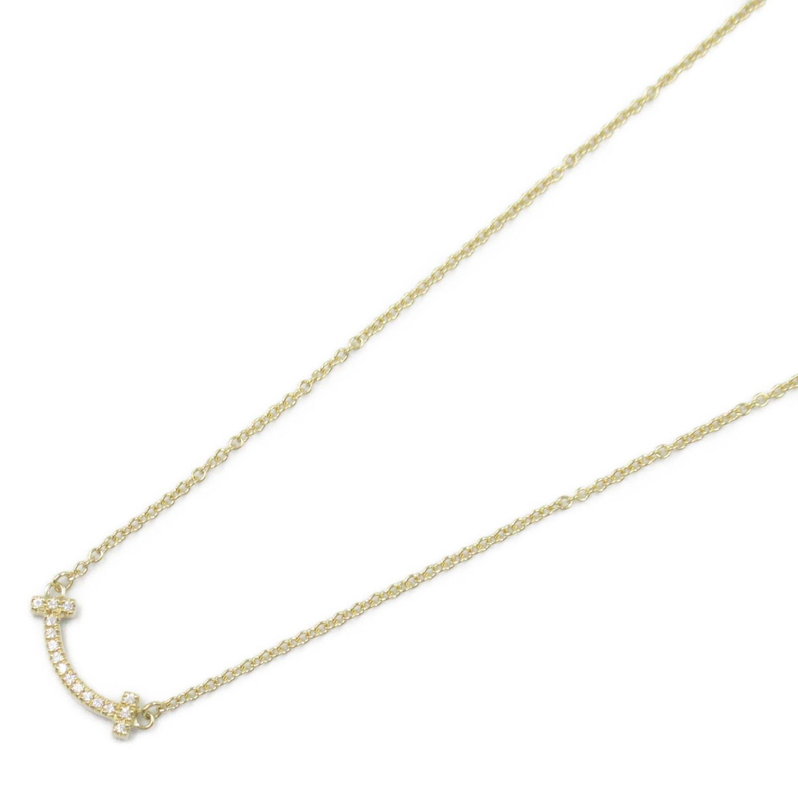 Tiffany & Co. Tiffany Co T Smile Mini Necklace K18 (Yellow Gold) Diamond Clear Size ONE SIZE - 1 Thumbnail