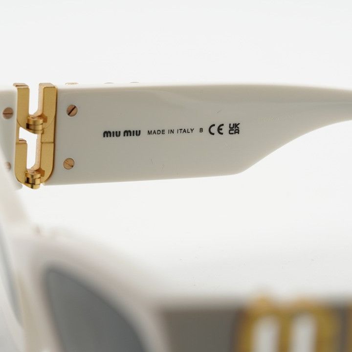 Miu Miu Miu Miu MU09WS 1425S0 Sunglasses White Cat Eye Frame Size ONE SIZE - 9 Thumbnail