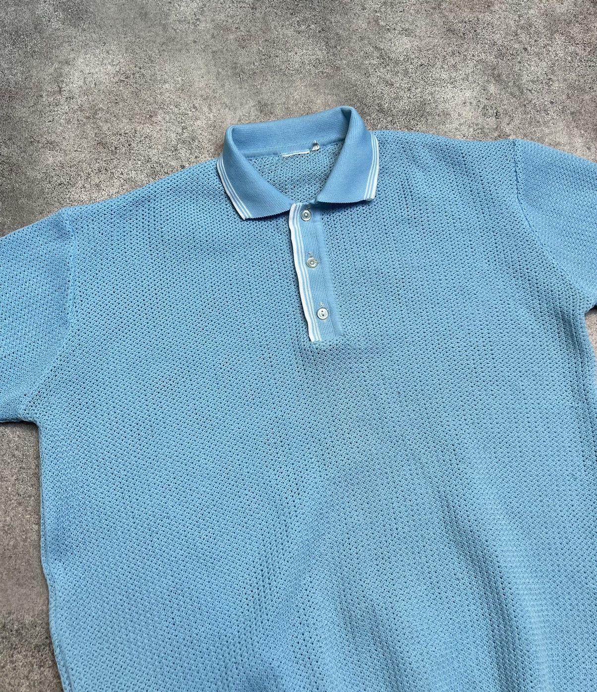 Japanese Brand × Vintage Vintage Japanese knit mesh retro polo shirt Size US L / EU 52-54 / 3 - 4 Thumbnail