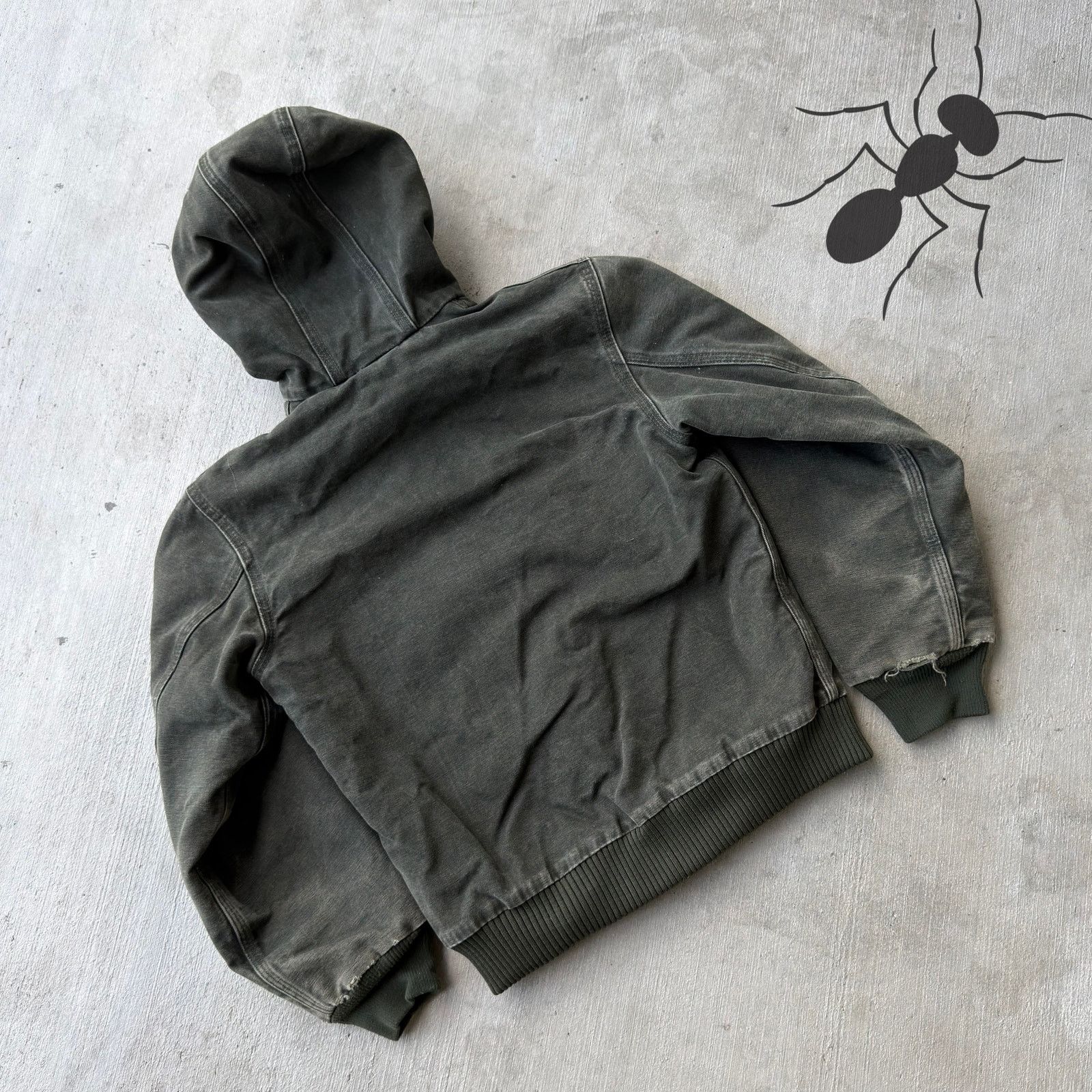 Carhartt × Vintage Carhartt YOUTH YJ130 MOS green hooded work wear jacket Size US XS / EU 42 / 0 - 6 Thumbnail