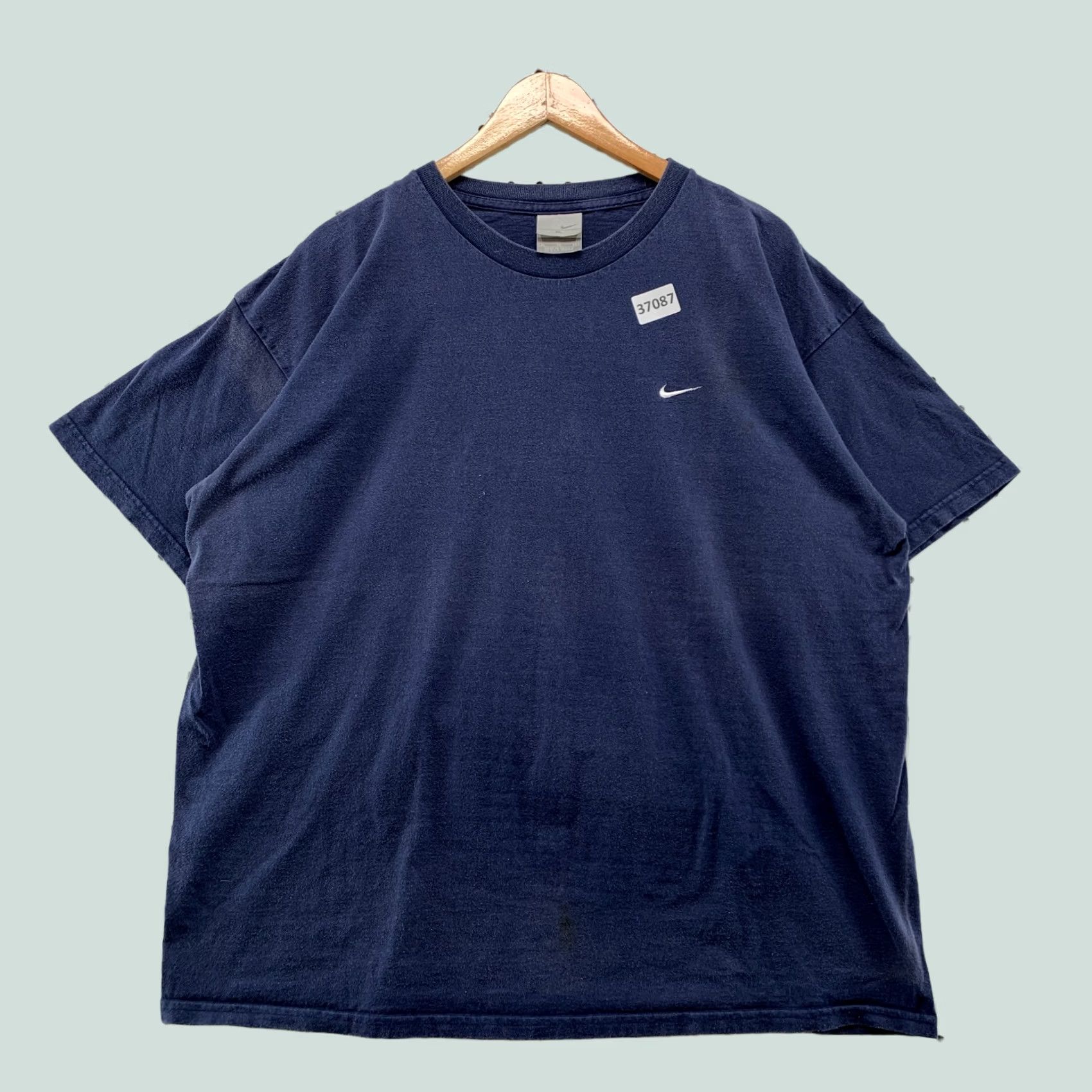 Nike VINTAGE Nike Essential Swoosh Shirt Mens XL Navy Blue Distressed Y2K Size US XL / EU 56 / 4 - 1 Thumbnail