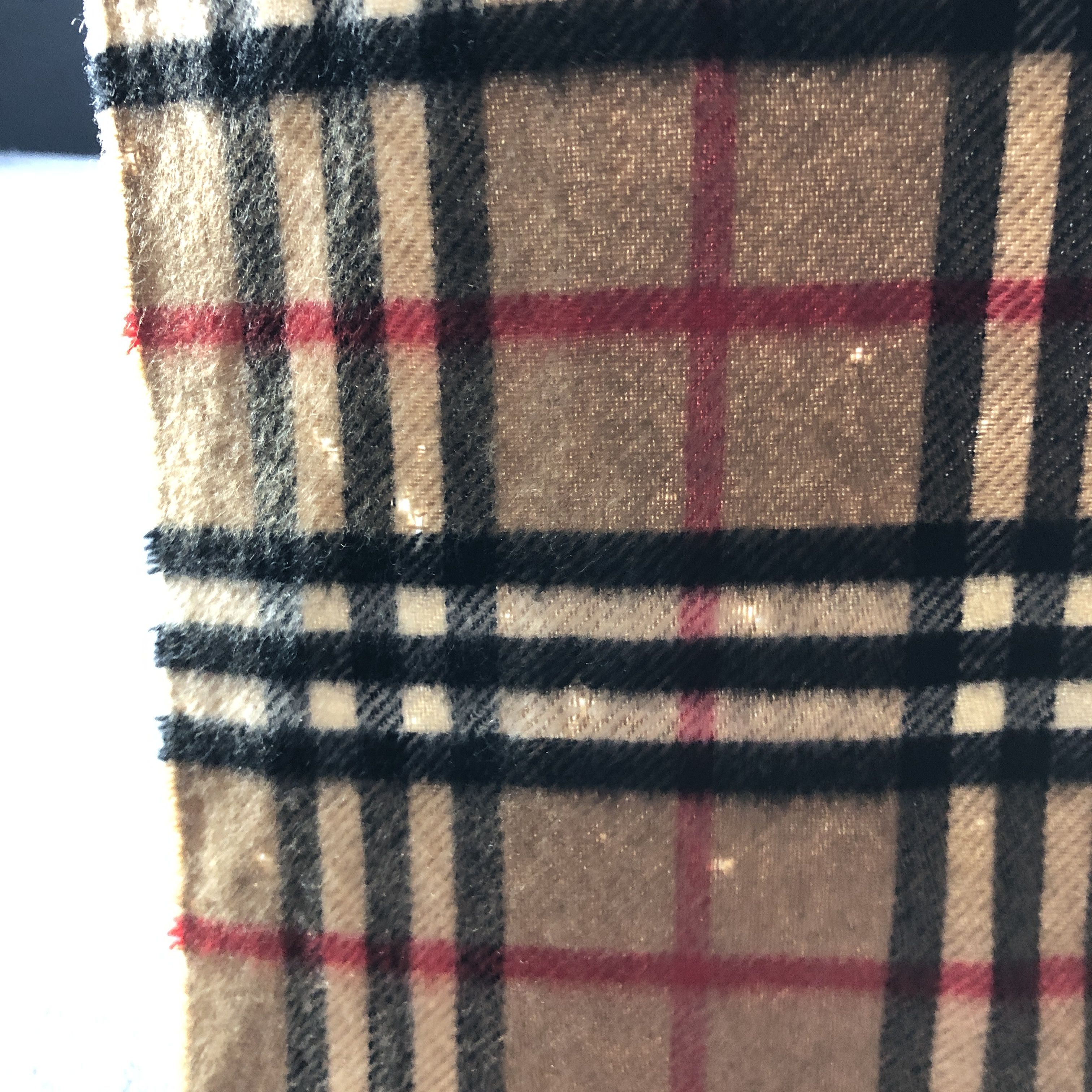 Burberry Burberrys Nova Check Tan Wool Scarf Muffler V2696 Size ONE SIZE - 6 Thumbnail