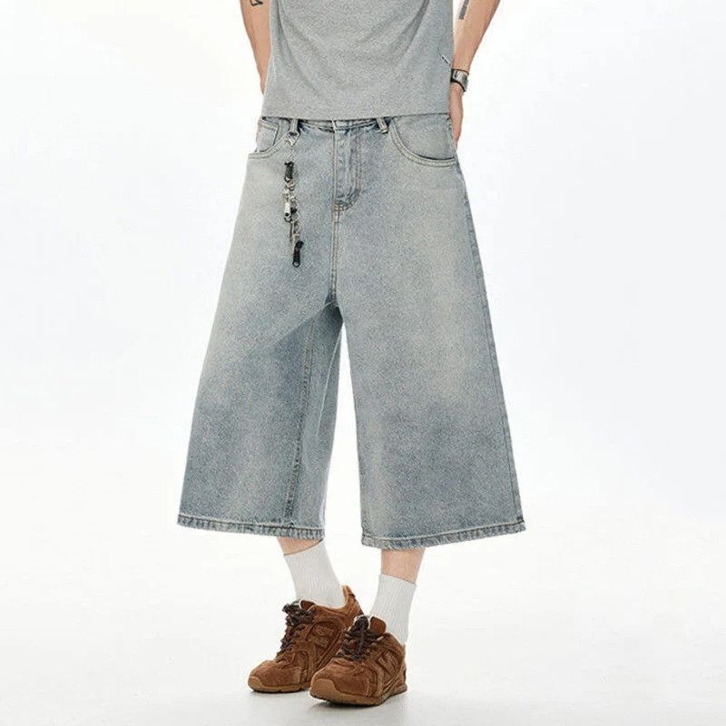 Jean Simple Washed Denim Shorts Men Loose Fit Summer Size US 34 / EU 50 - 2 Thumbnail