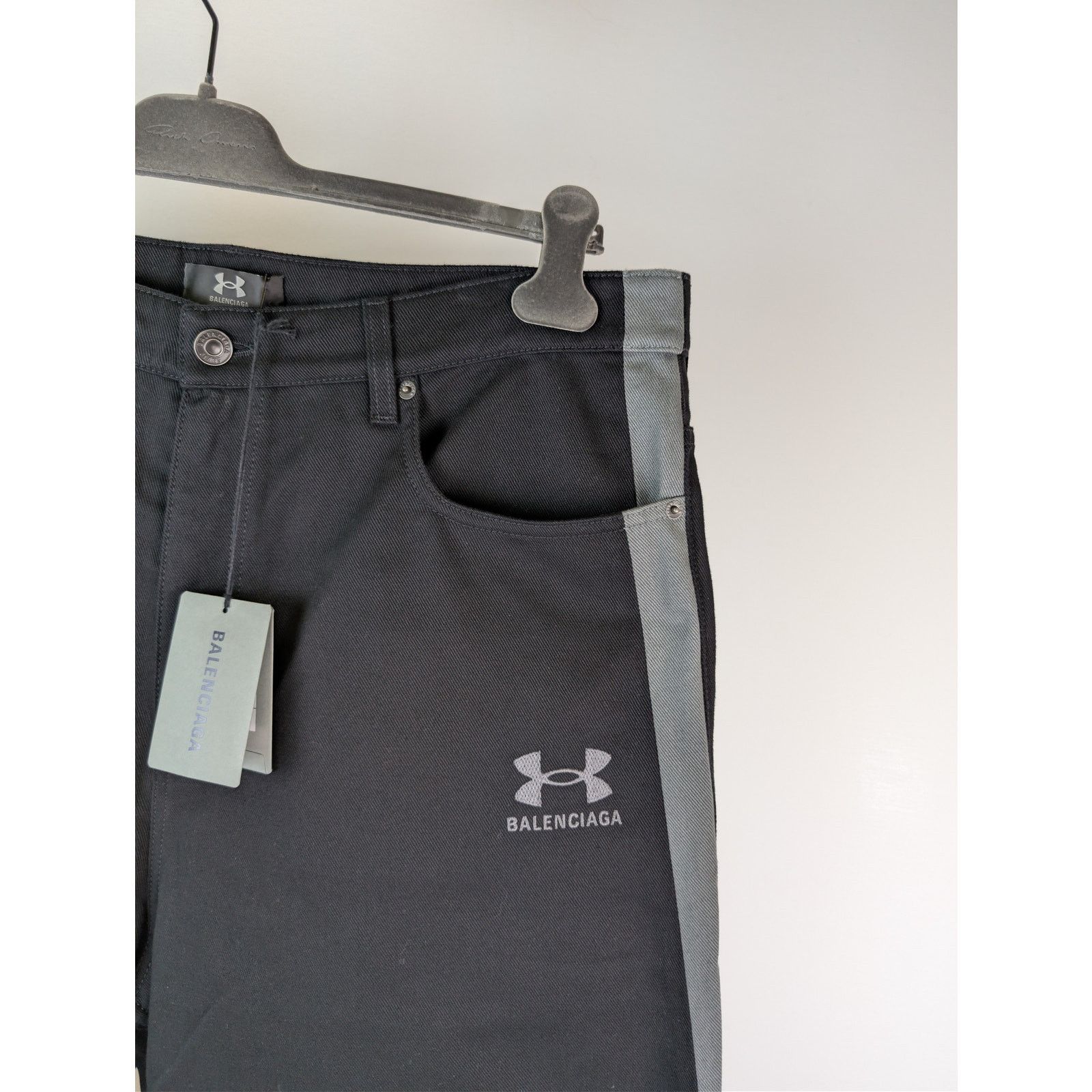 Balenciaga × Under Armour o1rshd1 TSUI Twill Denim Tracksuit Denim Pants Jeans Black Size US 30 / EU 46 - 4 Thumbnail