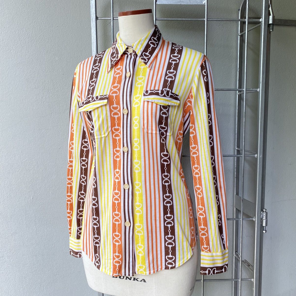 Celine CELINE etro Chain Stripe Button-Up Shirt Size XS / US 0-2 / IT 36-38 - 24 Thumbnail