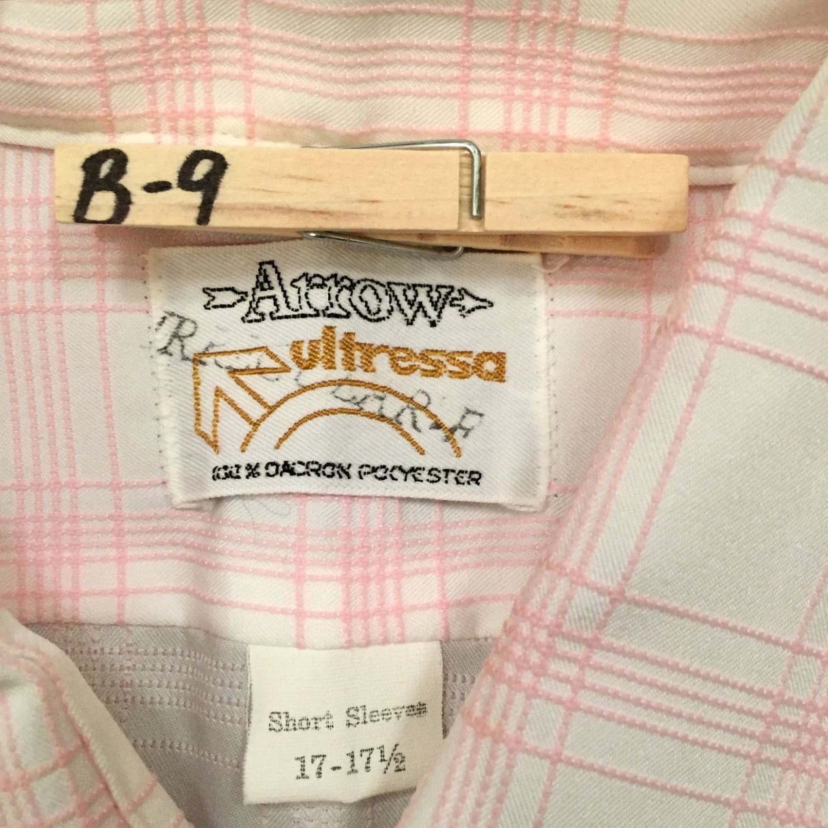 Arrow Arrow Shirt Mens 17.5 Pink Plaid Short Sleeve Button Up Size US XXL / EU 58 / 5 - 7 Thumbnail