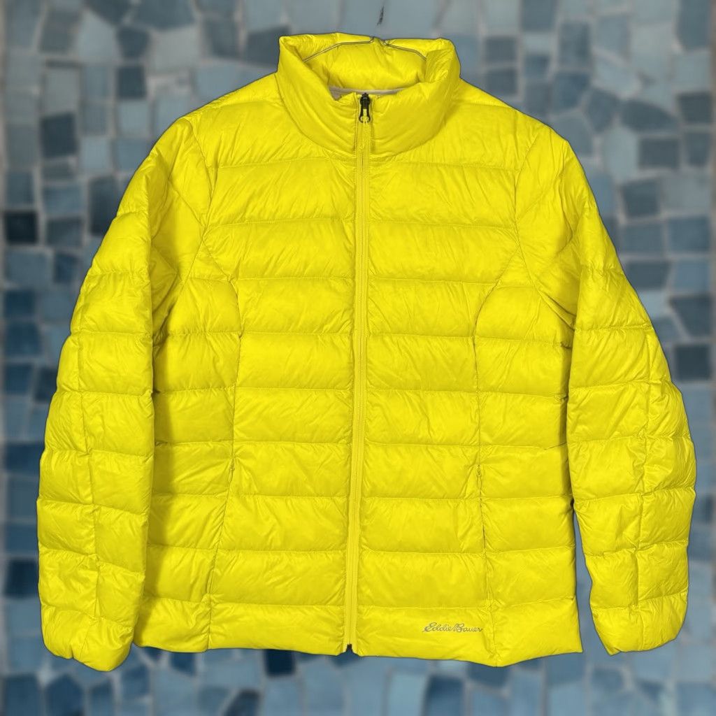 Eddie Bauer Eddie Bauer Down Jacket Women L EB650 Quilted Puffer Full Zip Neon Yellow Coat Size L / US 10 / IT 46 - 1 Thumbnail
