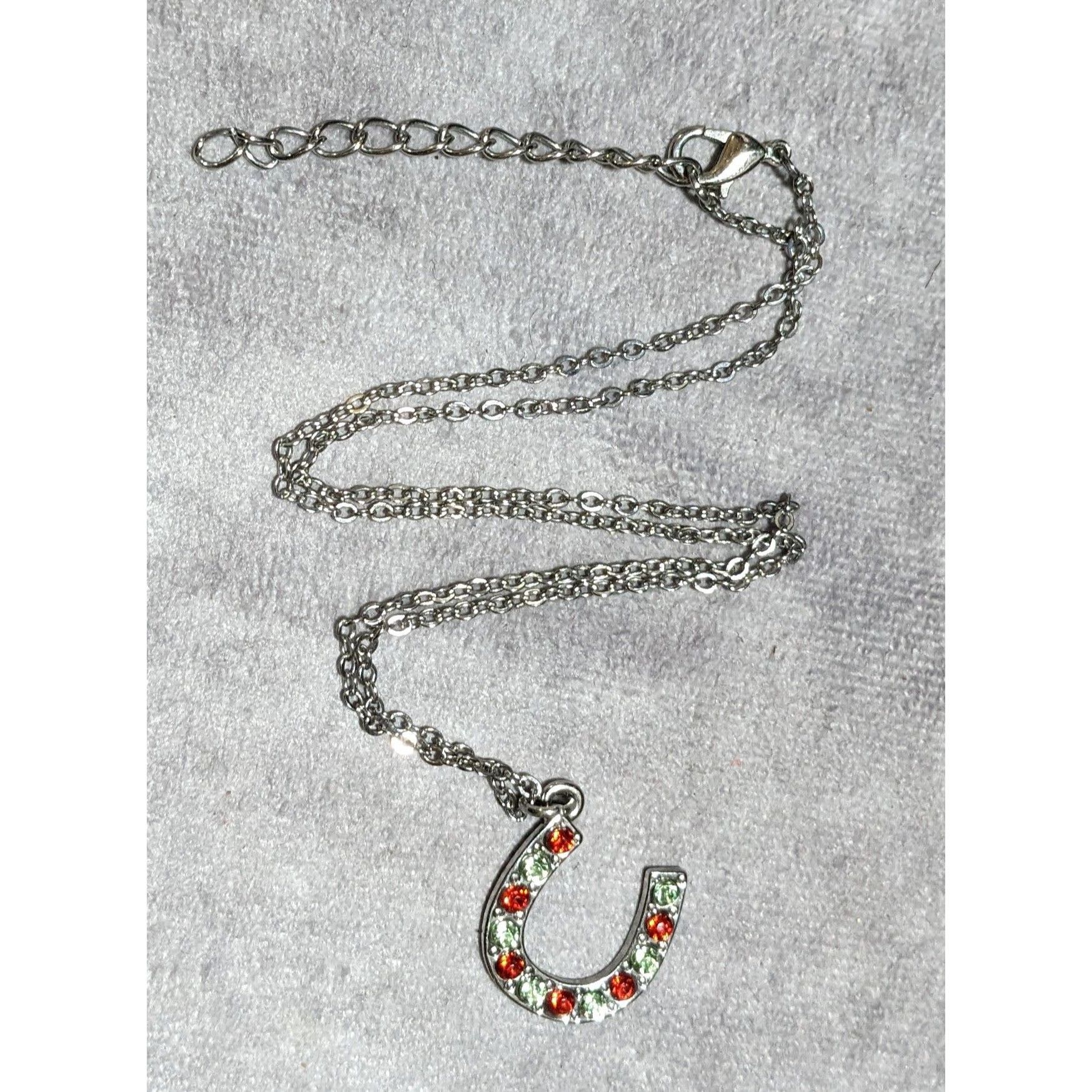 Other Red And Green Rhinestone Horseshoe Necklace Size ONE SIZE - 12 Thumbnail