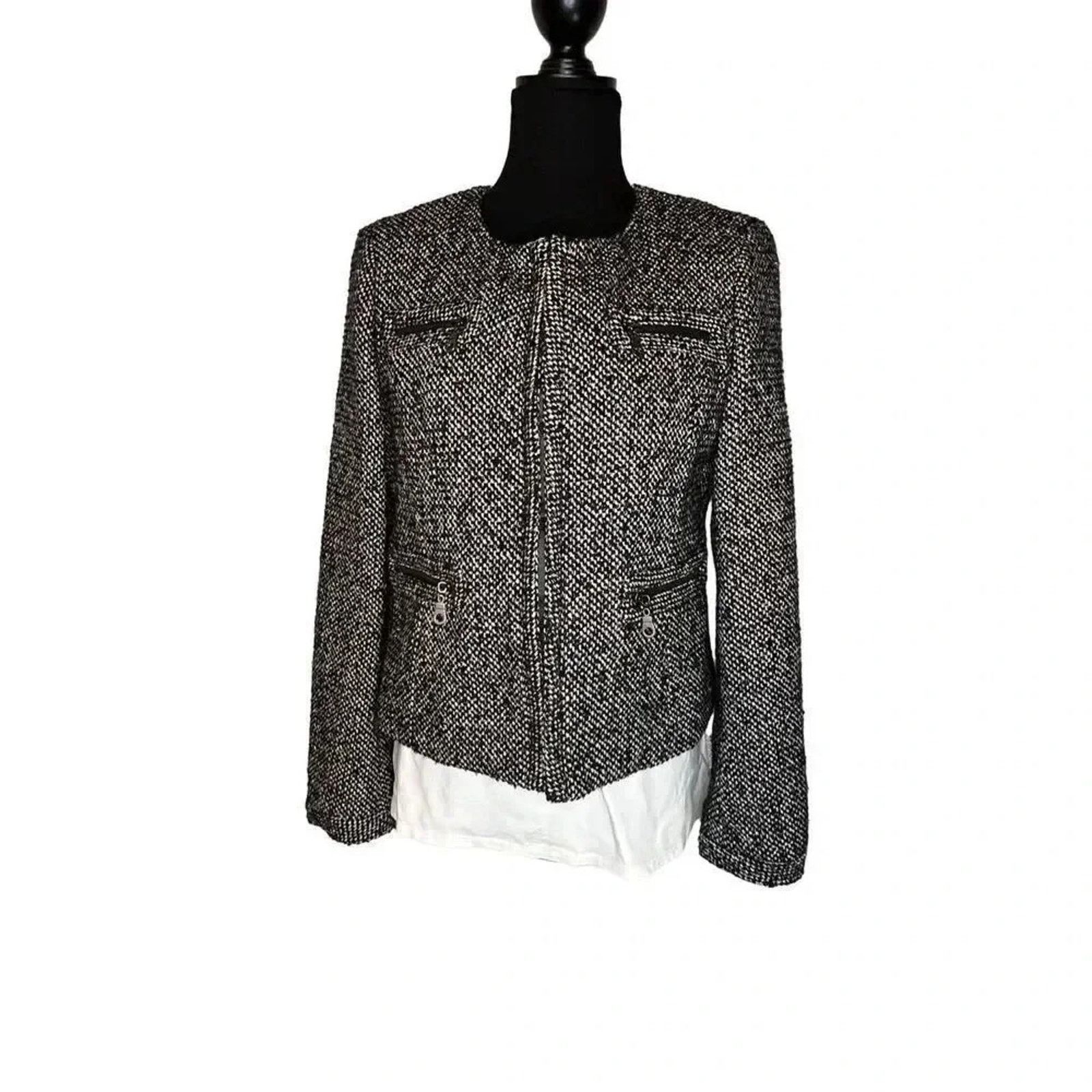Other Vintage Victor Alfaro Black/white Tweed Jacket Blazer 14P Size XL / US 12-14 / IT 48-50 - 1 Thumbnail