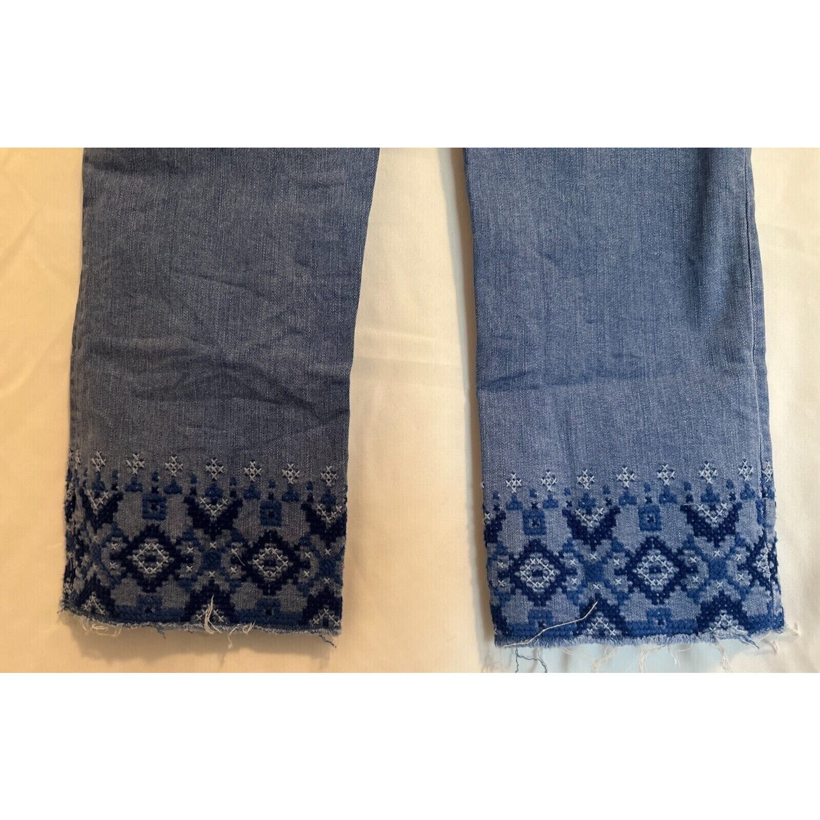 Lauren Ralph Lauren Lauren "Ralph Lauren" Embroidered Hem Cropped Blue Jeans Sz8 Size 29" - 11 Thumbnail