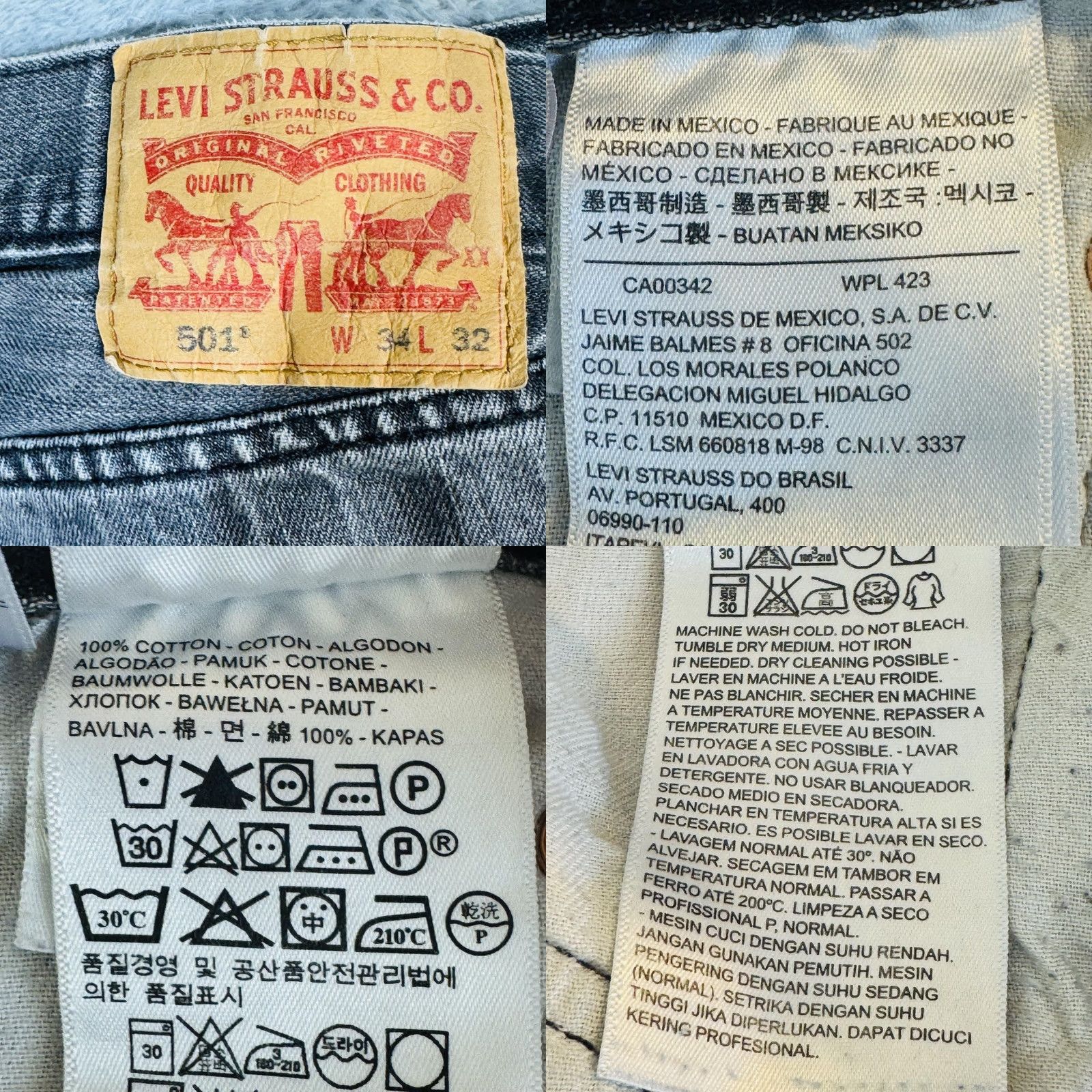 Levi's Levi's 501 Jeans Mens Regular Straight Denim Button Fly Gray Medium Wash 34x31 Size US 34 / EU 50 - 8 Thumbnail