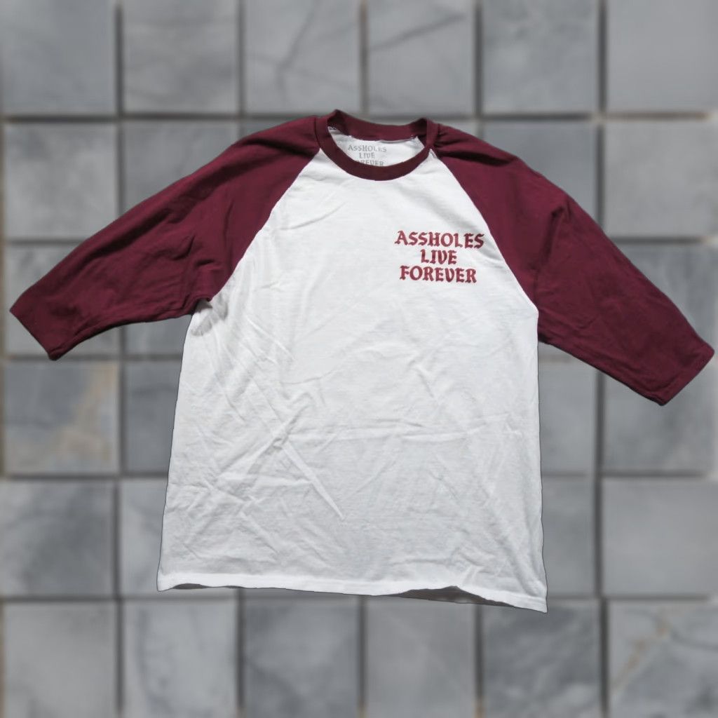 Olive Assholes*s Live Forever Shirt Mens Large White Ragle 3/4 Sleeve Streetwear Adult Size US L / EU 52-54 / 3 - 1 Thumbnail