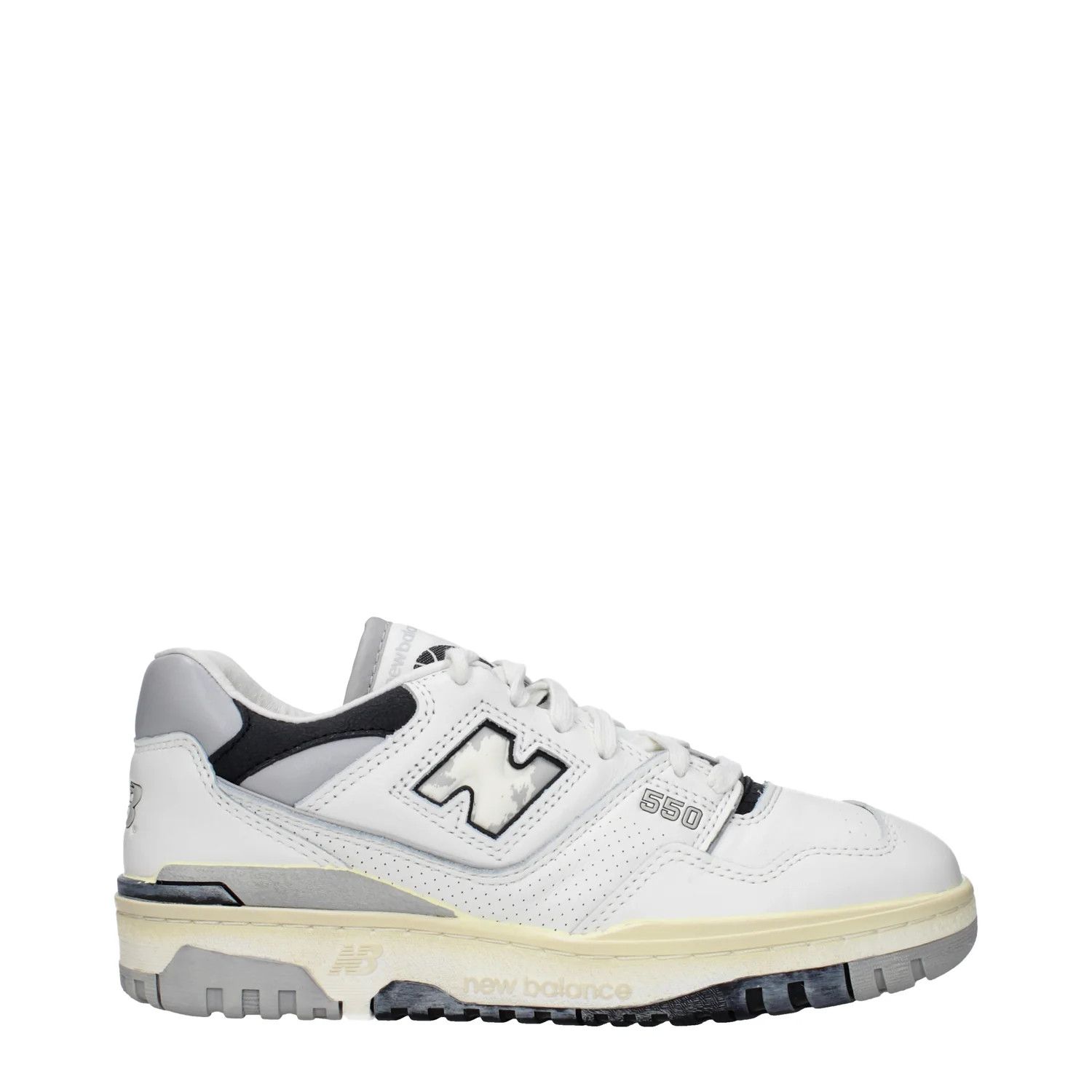 ob1o1e0925 Leather Low-Top Sneakers in White/Light Grey