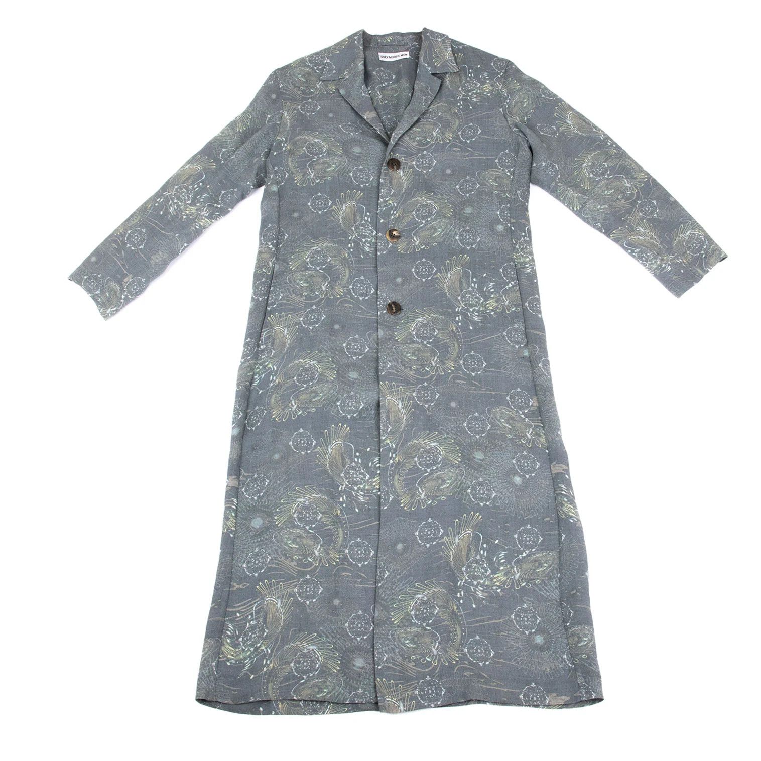 Issey Miyake Cyber Print Linen-Poly Summer Coat in Light Gray M Size US M / EU 48-50 / 2 - 1 Thumbnail