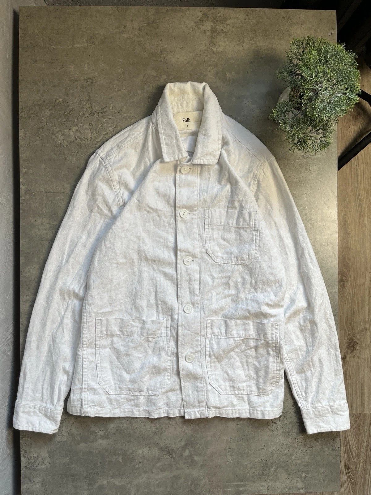 Folk Folk White Cotton Linen Overshirt Size US L / EU 52-54 / 3 - 1 Thumbnail