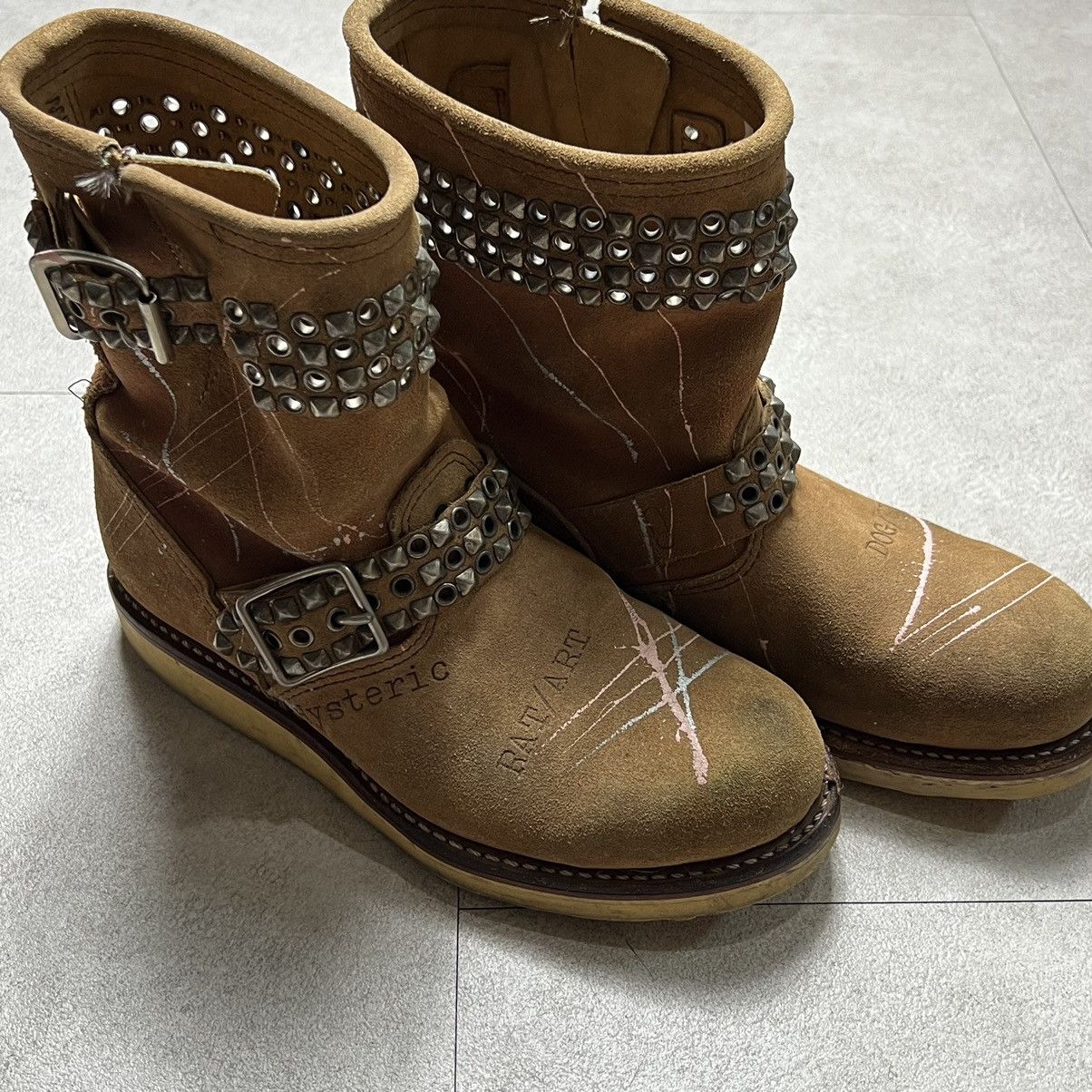 Hysteric Glamour Hysteric Glamour Studed Paint Boots | Grailed