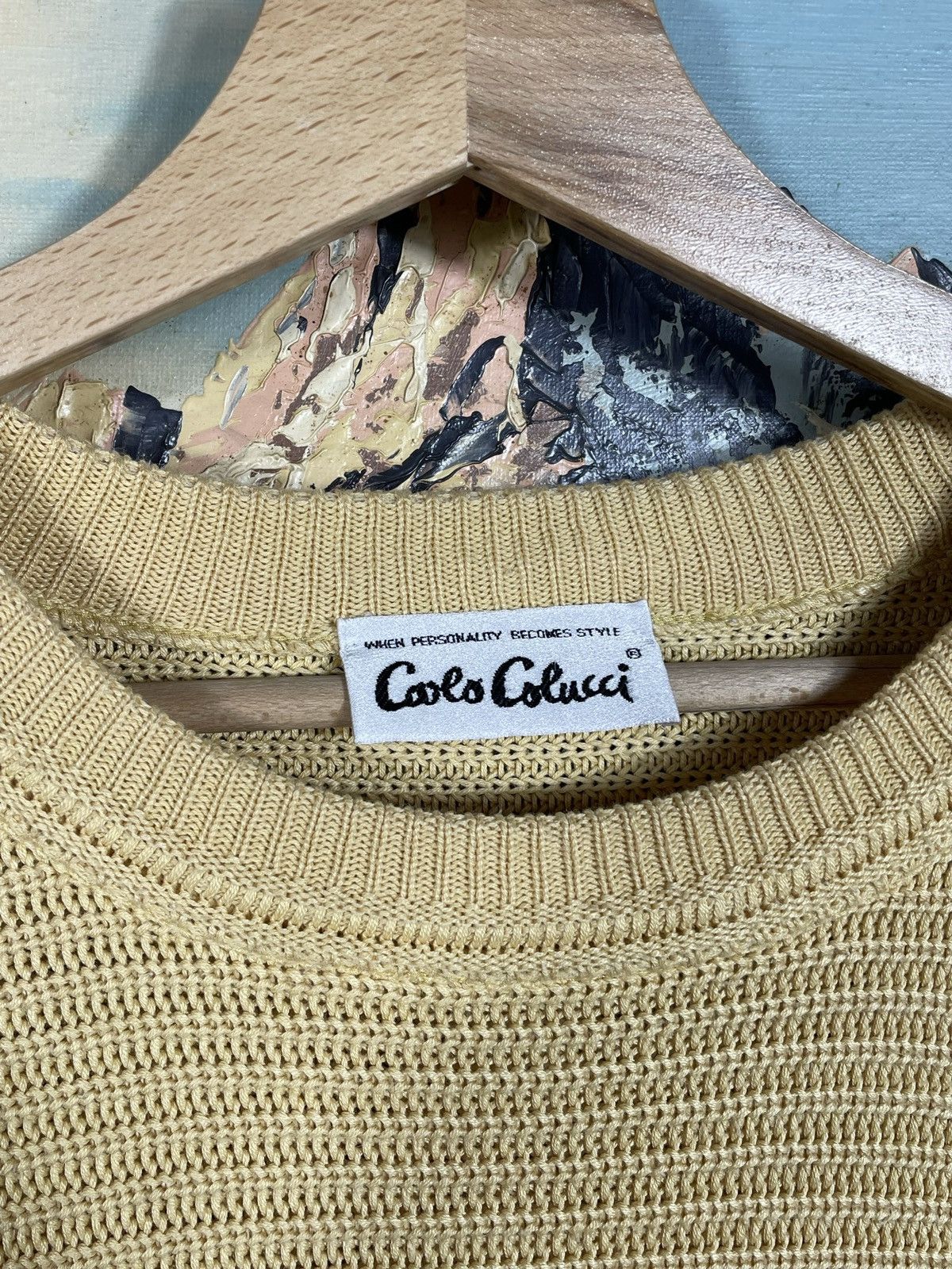 Carlo Colucci × Designer × Vintage Carlo Colucci Vintage Yellow Sweater Jumper Pull Knitwear Size US XXL / EU 58 / 5 - 5 Thumbnail