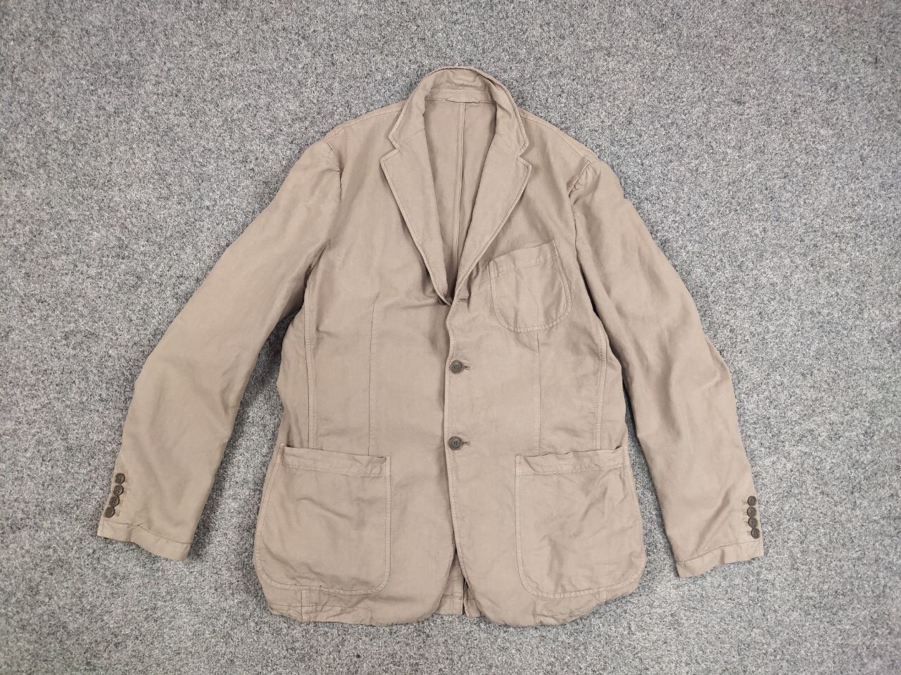 Faconnable Faconnable Cotton x Linen Beige Blazer Pocket Jacket Size US L / EU 52-54 / 3 - 12 Thumbnail
