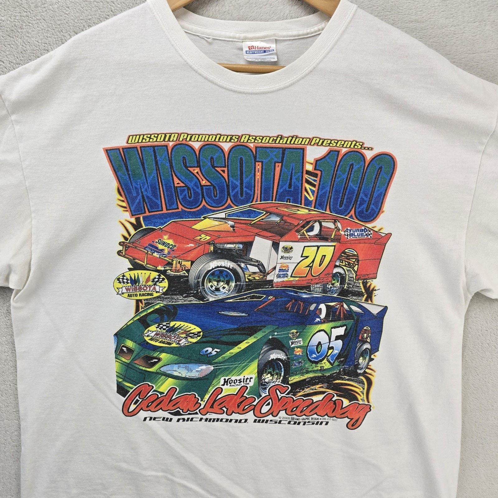 Hanes Vtg Wissota 100 Racing Shirt XL Y2k 2005 Nascar Autograph Size US XL / EU 56 / 4 - 3 Thumbnail