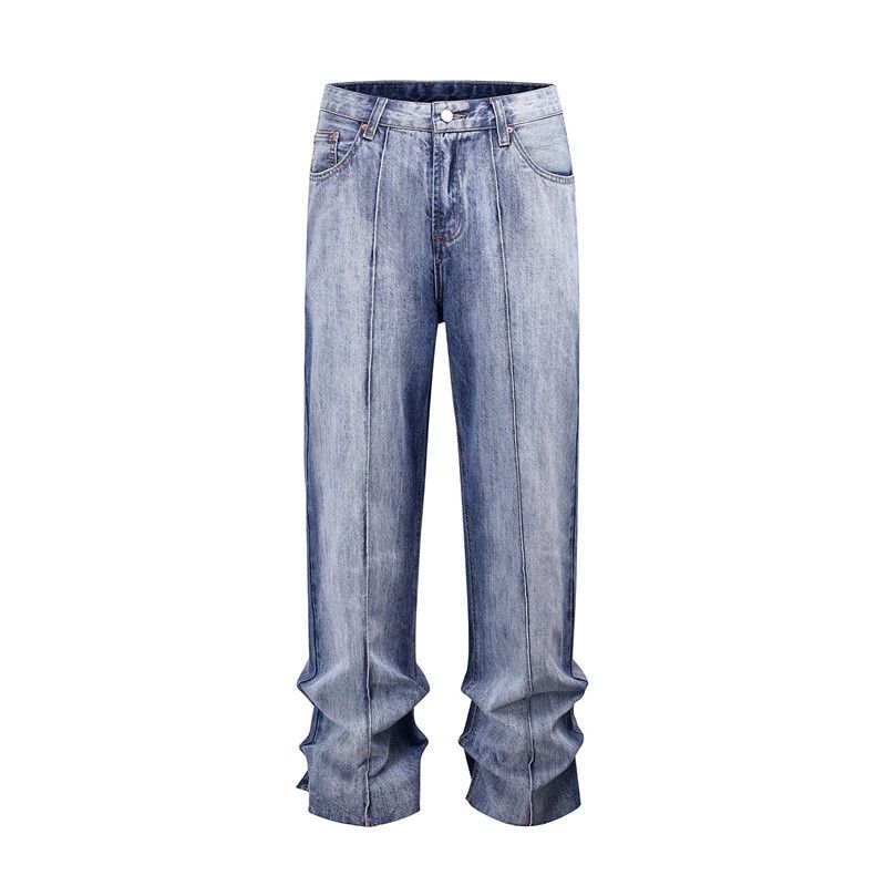 American Vintage Trendy Deconstructed Ruffed Denim Jeans