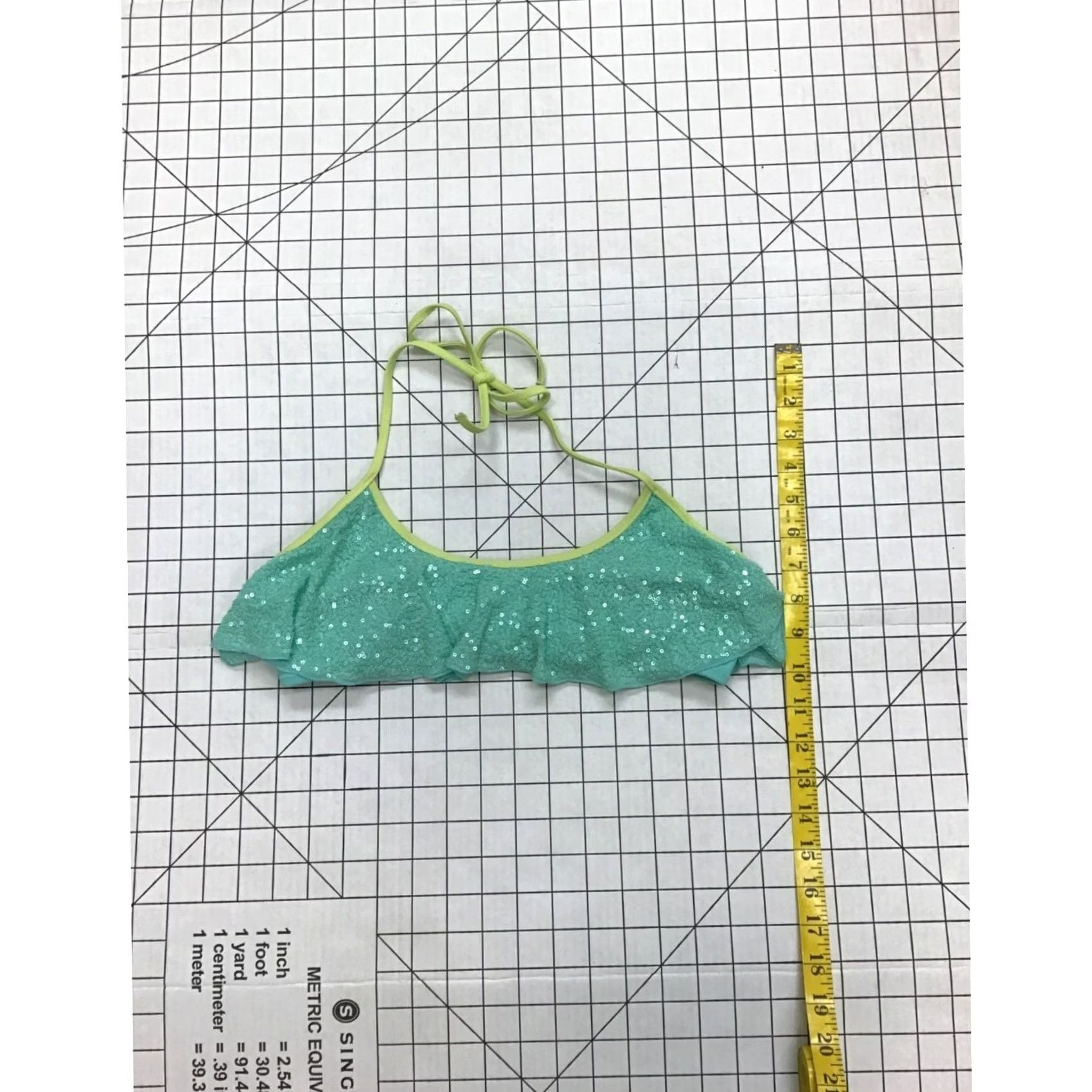 Swims Womens Sequined Ruffled Swim Top #1512 - Large Light Blue - Vintage Style Size L / US 10 / IT 46 - 4 Thumbnail