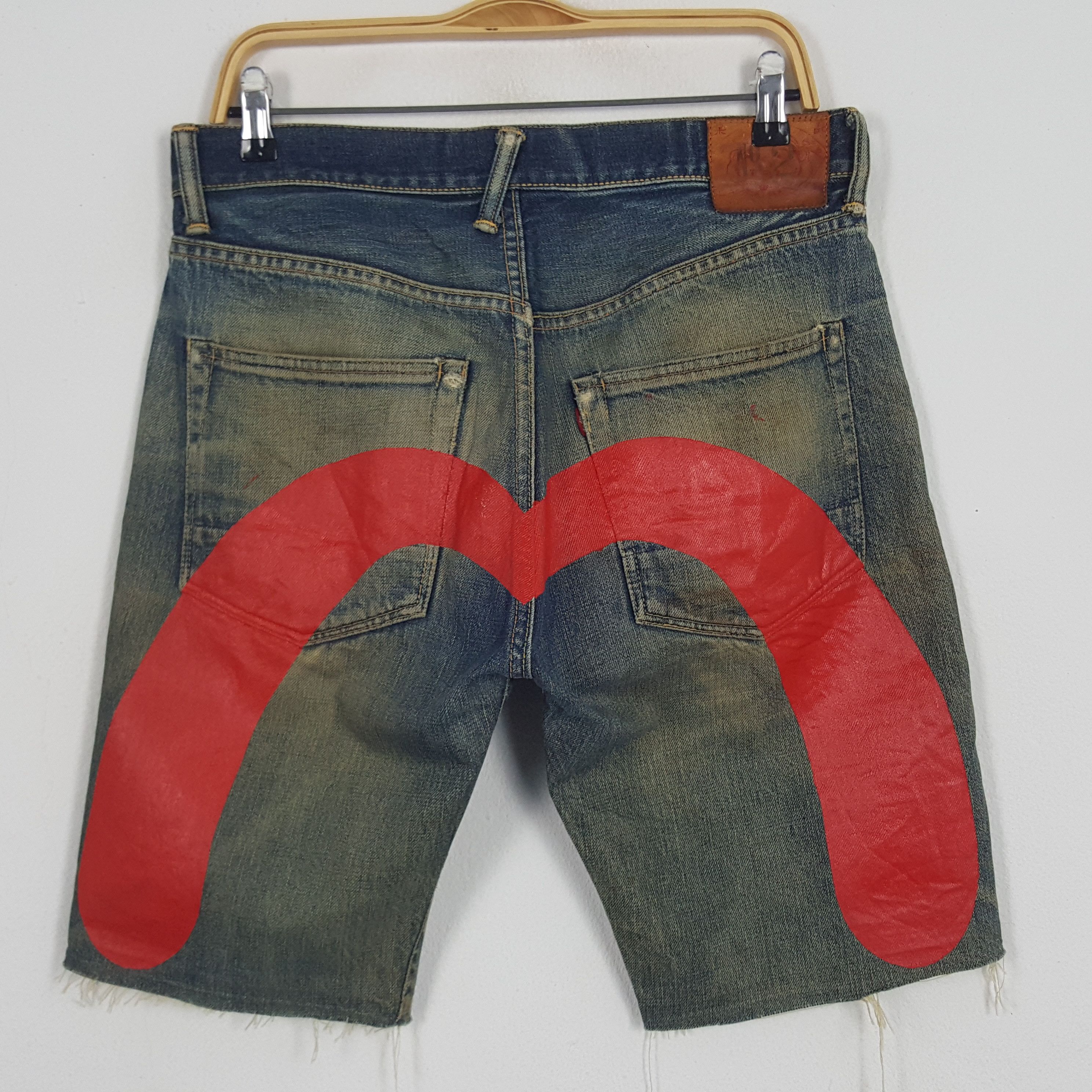 Vintage Evis Japan Selvedge Custom Red Daicock Shorts Jeans