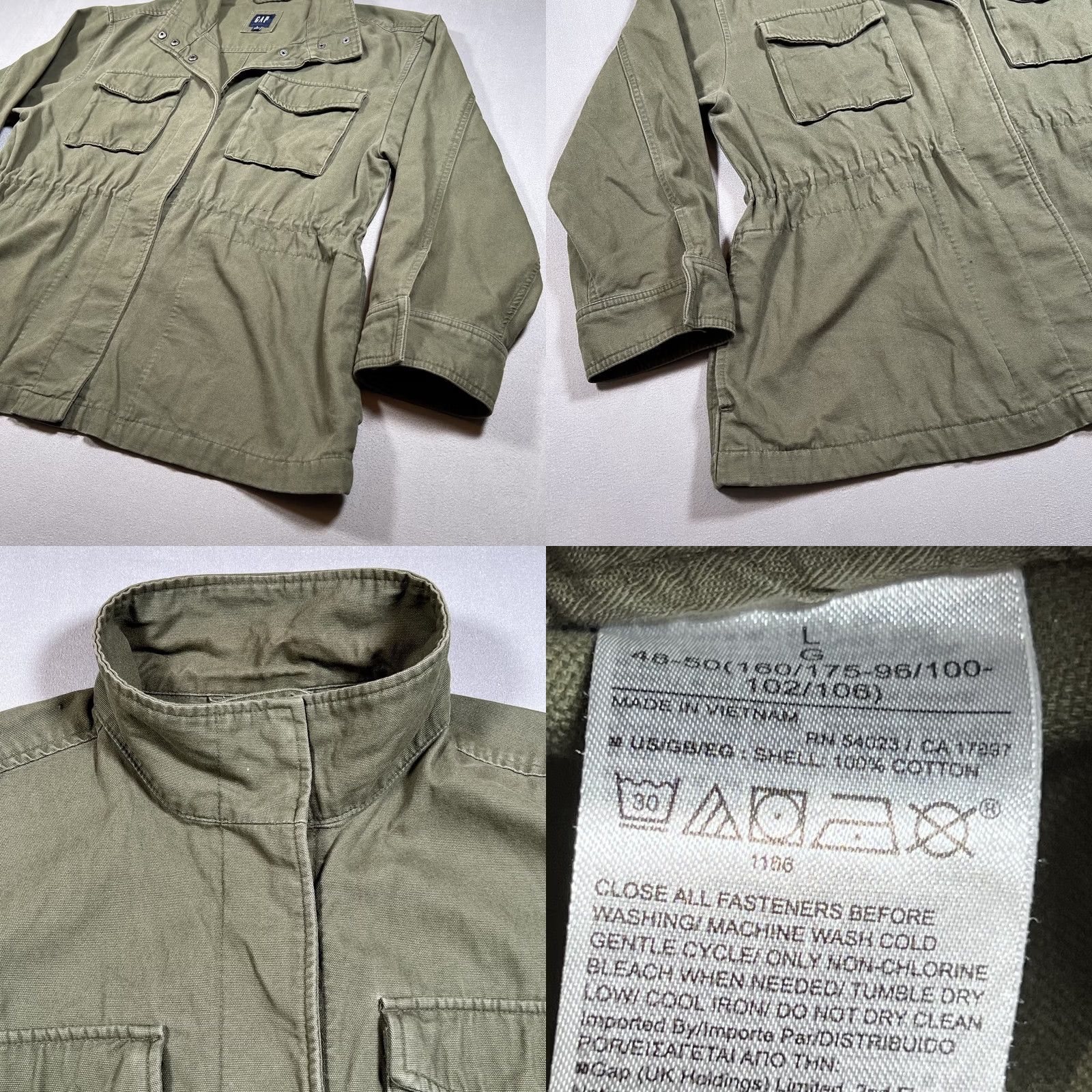 Gap GAP Women's Army Green Utility Jacket Full Zip Snap Drawstring Waist L Size L / US 10 / IT 46 - 8 Thumbnail