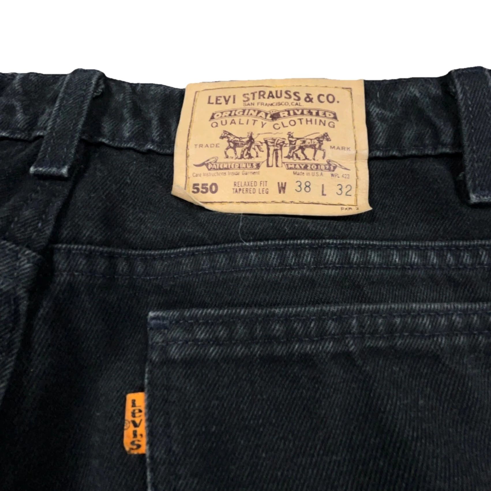 Levi's Vintage Levi's 550 Jeans Men 38x32 Black Relaxed Fit Tapered Orange Tab Baggy 80s Size US 38 / EU 54 - 4 Thumbnail