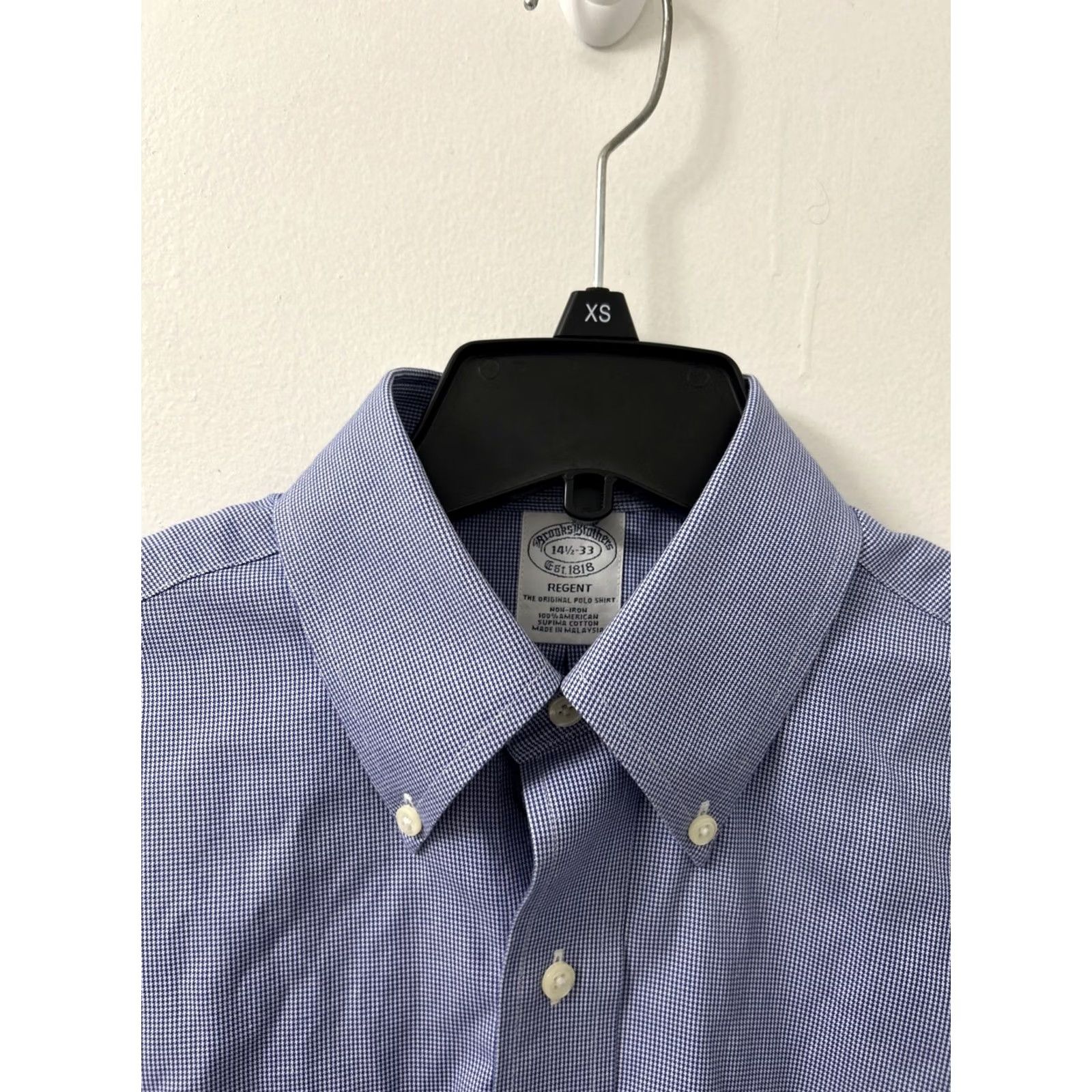 Brooks Brothers VINTAGE Brooks Brothers Original Polo Shirt Mens Sz 14.5 Blue Houndstooth Regent Supima Dress Shirt Long Sleeve Non-Iron Button-Down Collar Mens Size US M / EU 48-50 / 2 - 5 Thumbnail