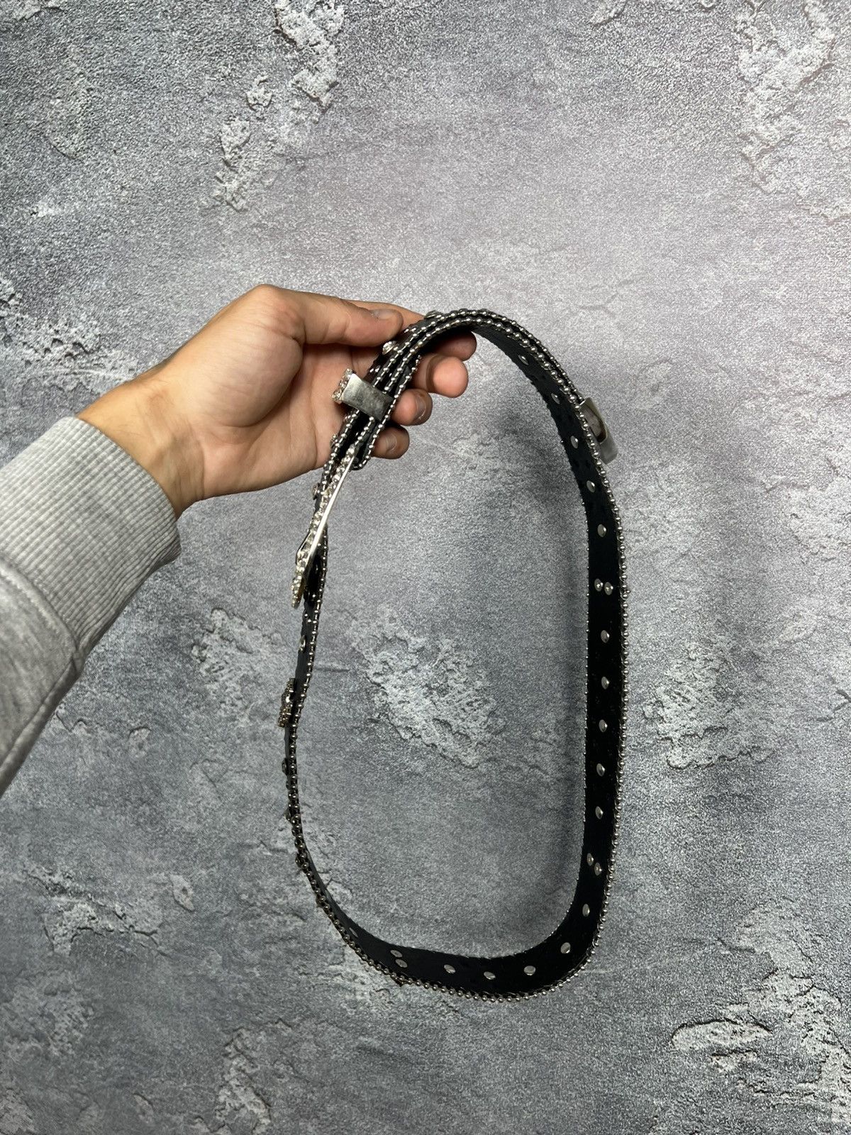 Vintage B.B Simon Style Vintage Western Leather Belt With Cross Size ONE SIZE - 5 Thumbnail