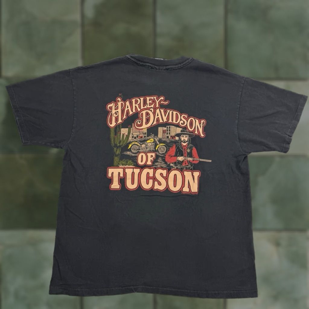 Harley Davidson VINTAGE Harley-Davidson T Shirt Adult Large Shirt Mens 90s USA Bike Desert Tucson Arizona Black Size US L / EU 52-54 / 3 - 1 Thumbnail
