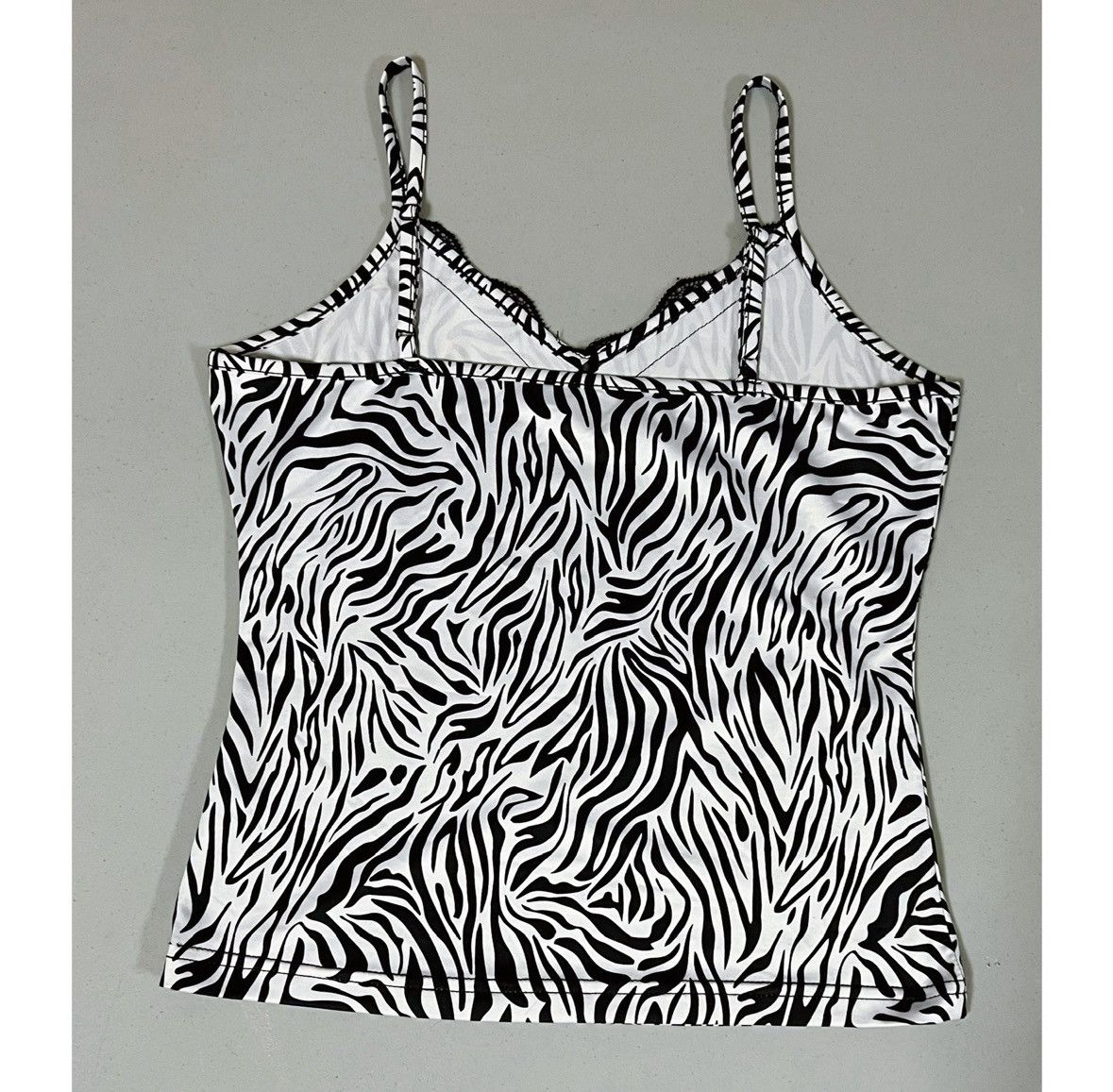 Vintage Black White Zebra Print Lace Y2K Cami Tank Top Shirt Size S🦓 Size S / US 4 / IT 40 - 5 Thumbnail