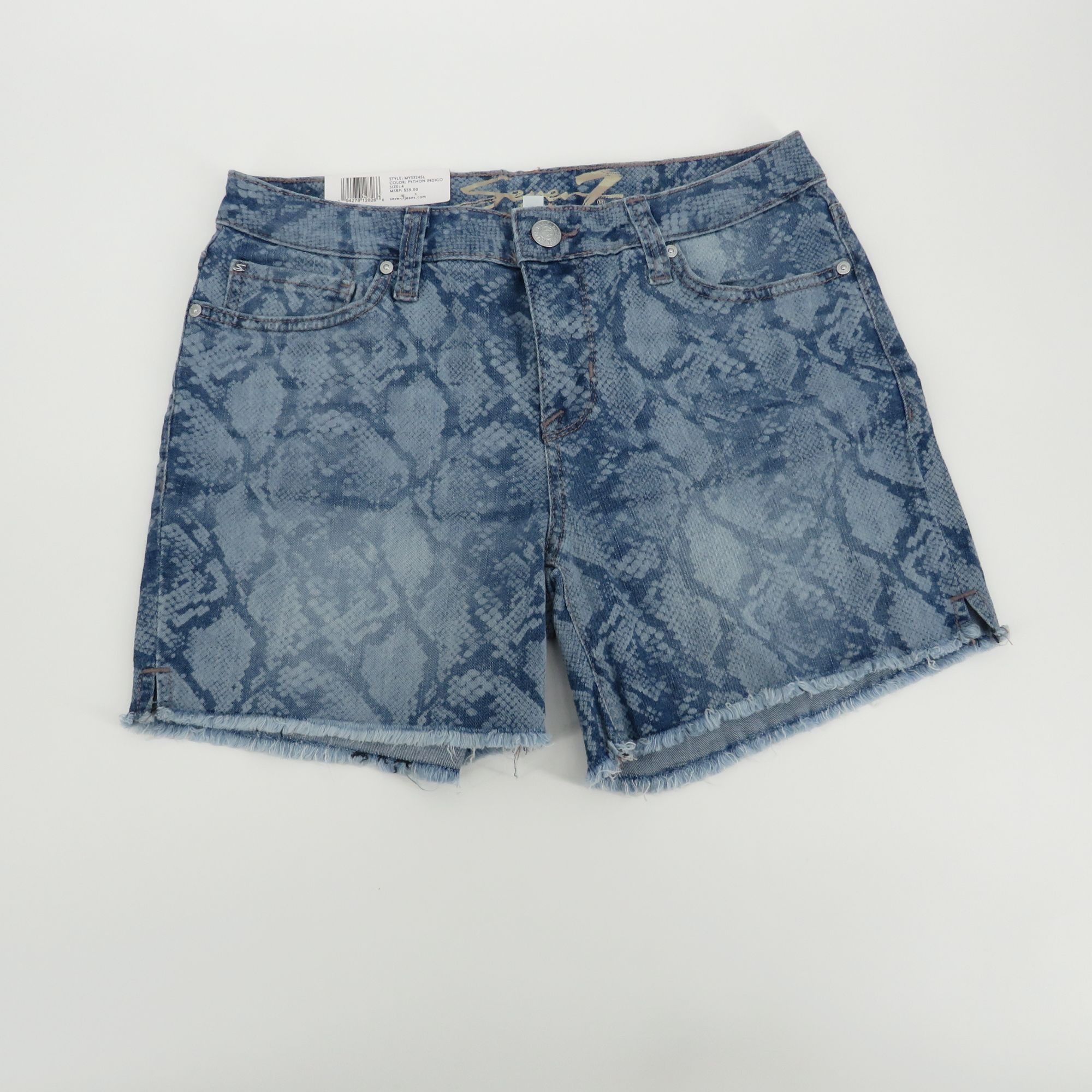 Seven 7 Seven7 Womens 5" Inseam Weekend Denim Shorts Fray Hem Comfor Size 27" / US 4 / IT 40 - 4 Thumbnail