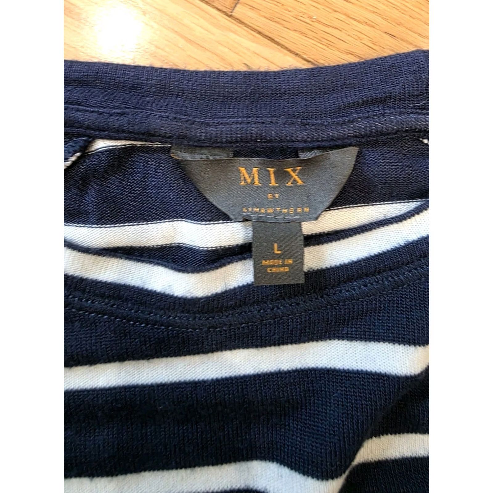 Vintage MIX by 41 Hawthorn Navy and White Striped Sweater L Women Pullover Long Sleeve Size L / US 10 / IT 46 - 4 Thumbnail